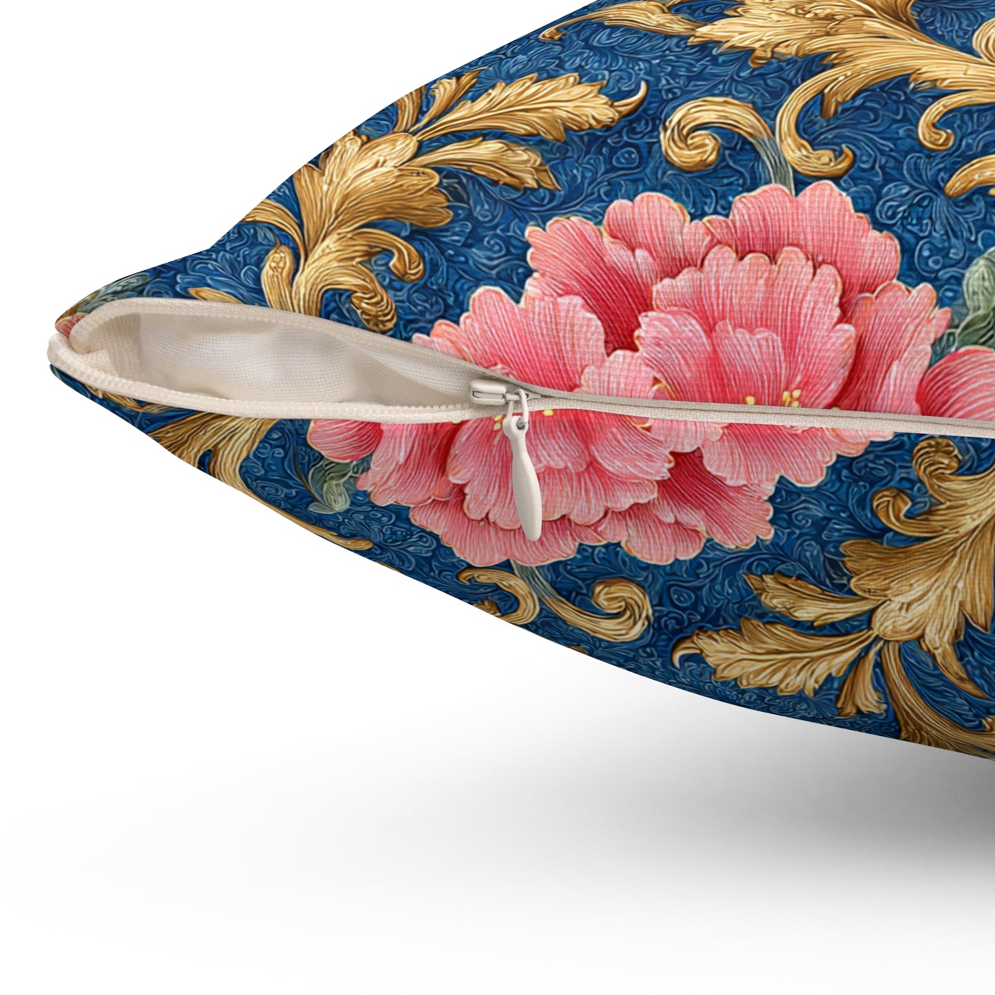 Luxury Baroque Throw Pillow Garden Coral Peony Floral