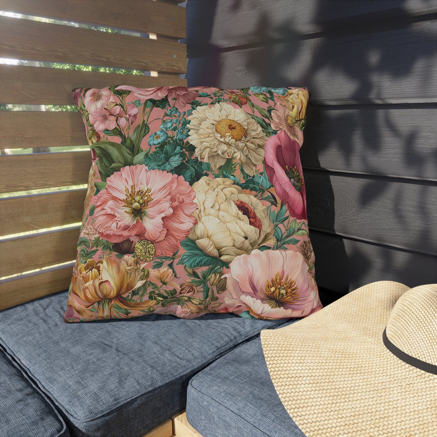 Outdoor Pillow Pink Wildflower Outdoor Italian Style Patio Decor