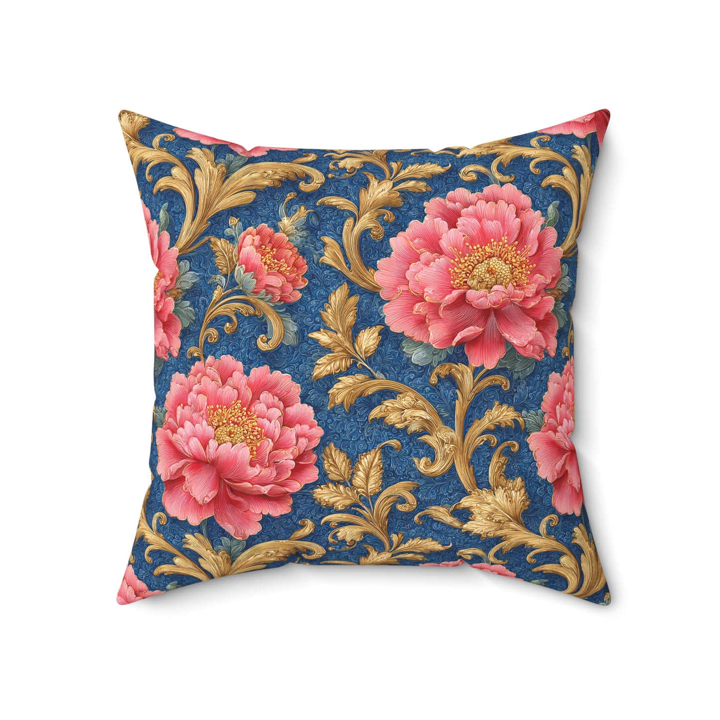 Luxury Baroque Throw Pillow  Garden Coral Peony Floral