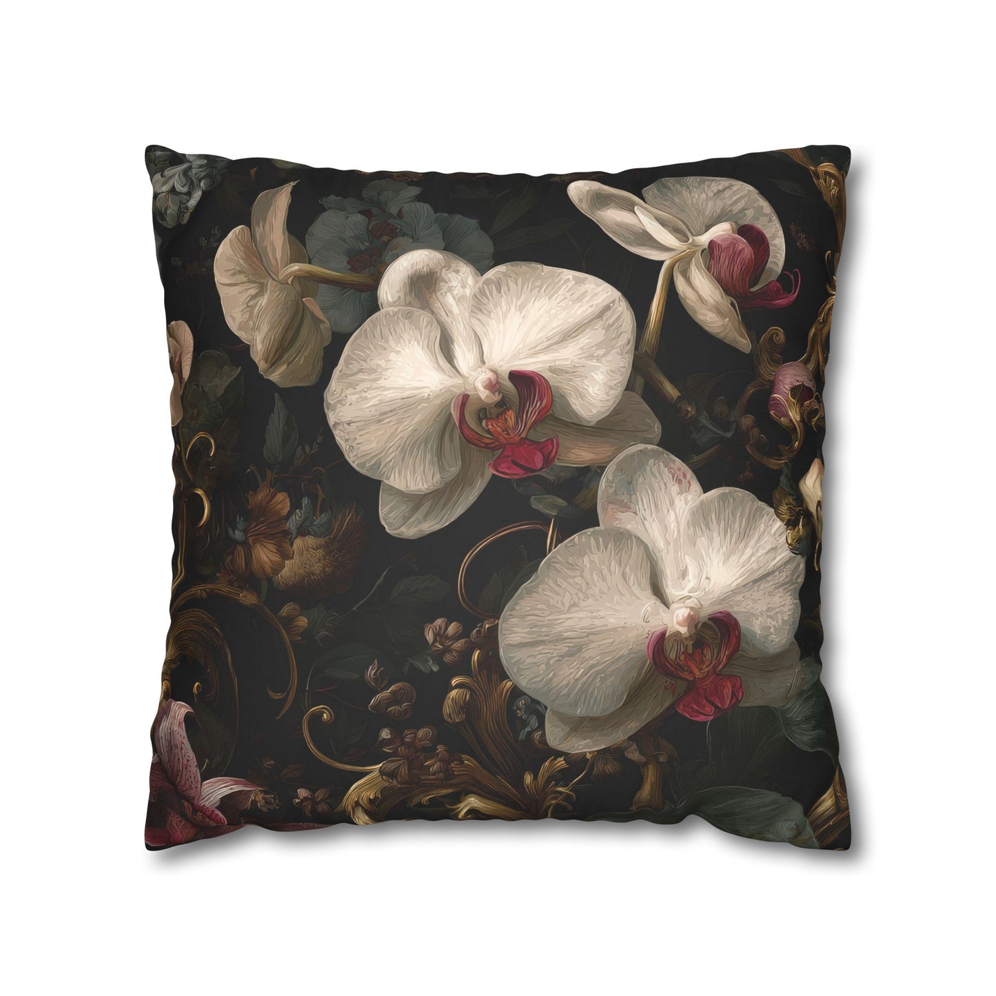 Cushion Cover Orchid Noir Dark Botanical Square Throw Pillow case