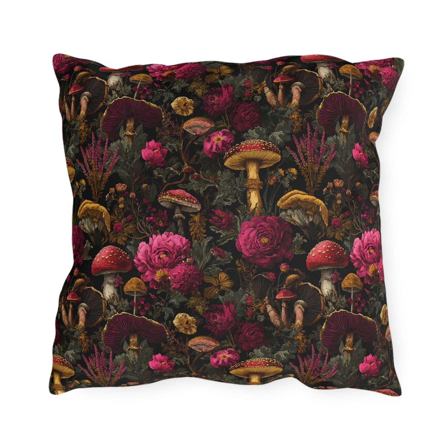 Outdoor Pillow Gothic Mushroom Botanical | Water Resistant Patio Cushion | Whimsigoth Garden