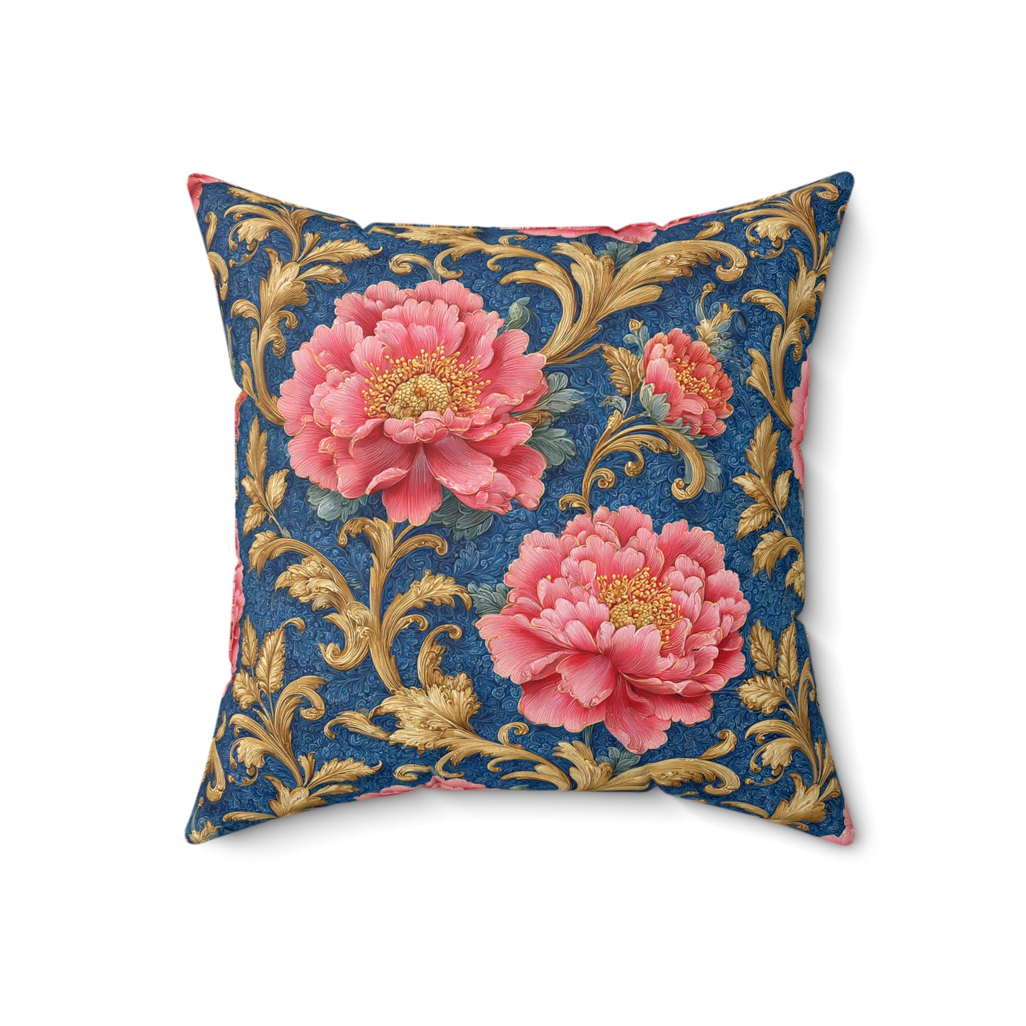 Luxury Baroque Throw Pillow  Garden Coral Peony Floral