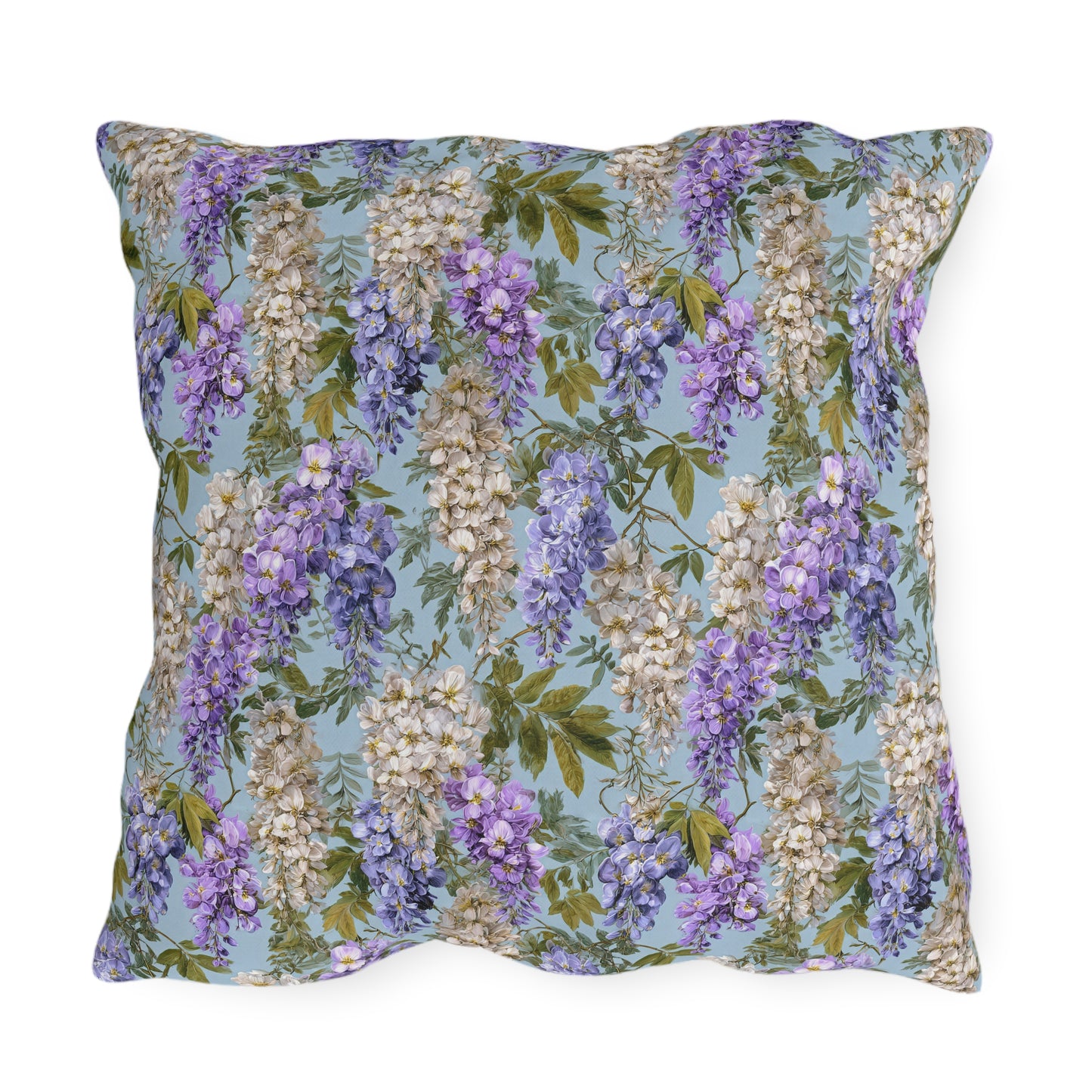 Wisteria Floral Print Outdoor Pillow with Insert| Purple Blue Hanging Flowers Lumbar
