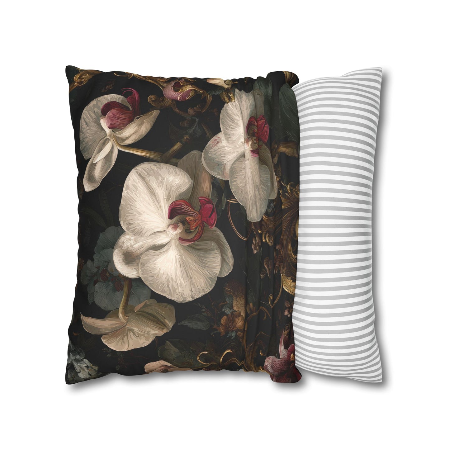 Cushion Cover Orchid Noir Dark Botanical Square Throw Pillow case