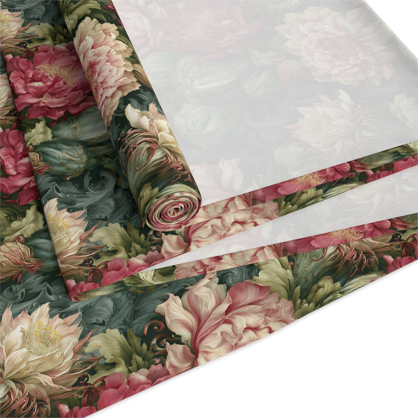 Rococo Cactus Bloom Table Runner | Dark Teal Floral | Mediterraluxe Cactus Collection