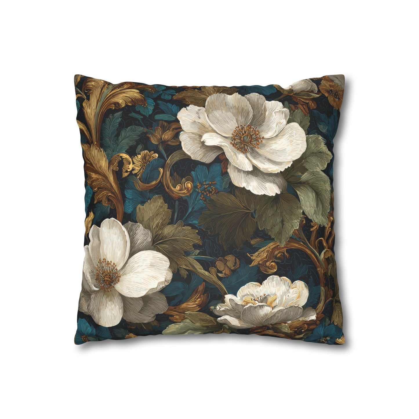 Dramatic Magnolia Faux Suede Square Pillowcase