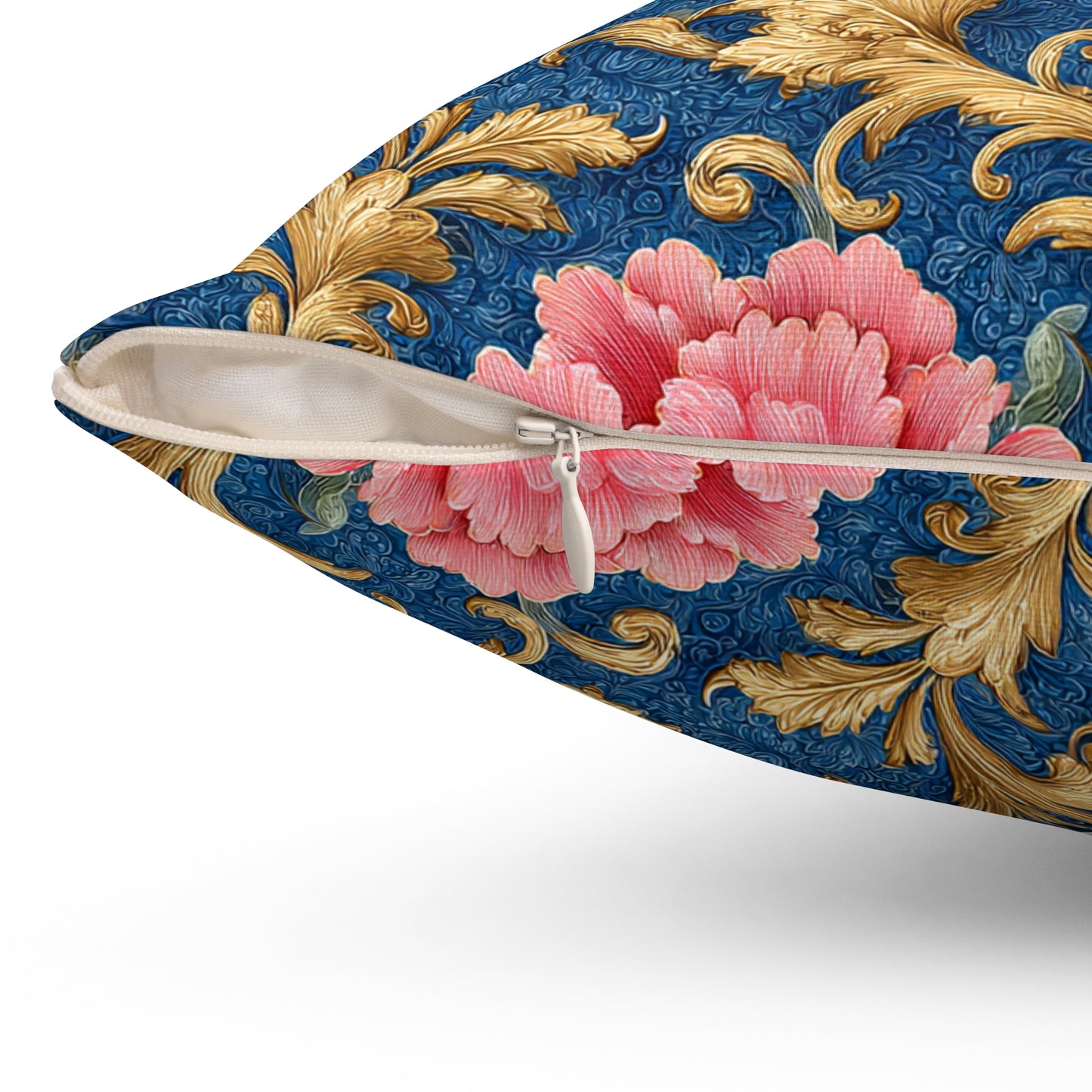 Luxury Baroque Throw Pillow  Garden Coral Peony Floral