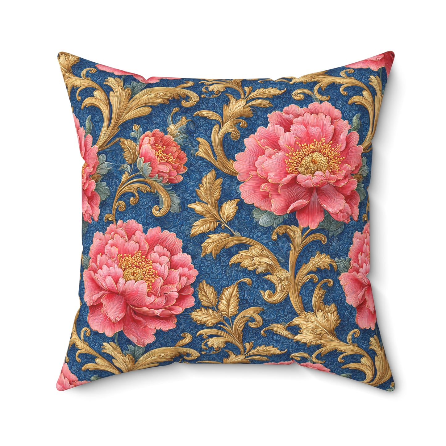 Luxury Baroque Throw Pillow  Garden Coral Peony Floral