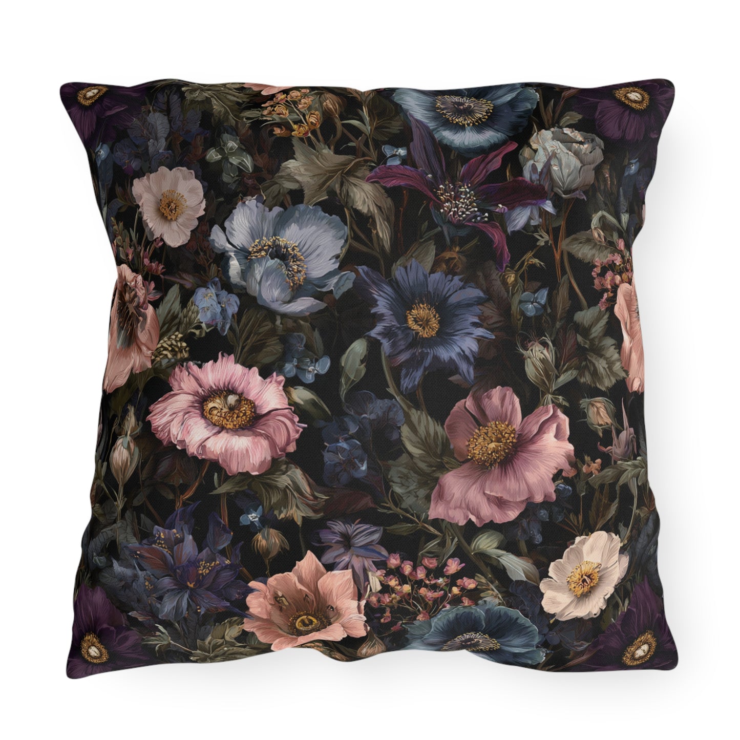 Outdoor Pillow Dark Wildflower Botanical | Grandmillennial Moody Garden Decor