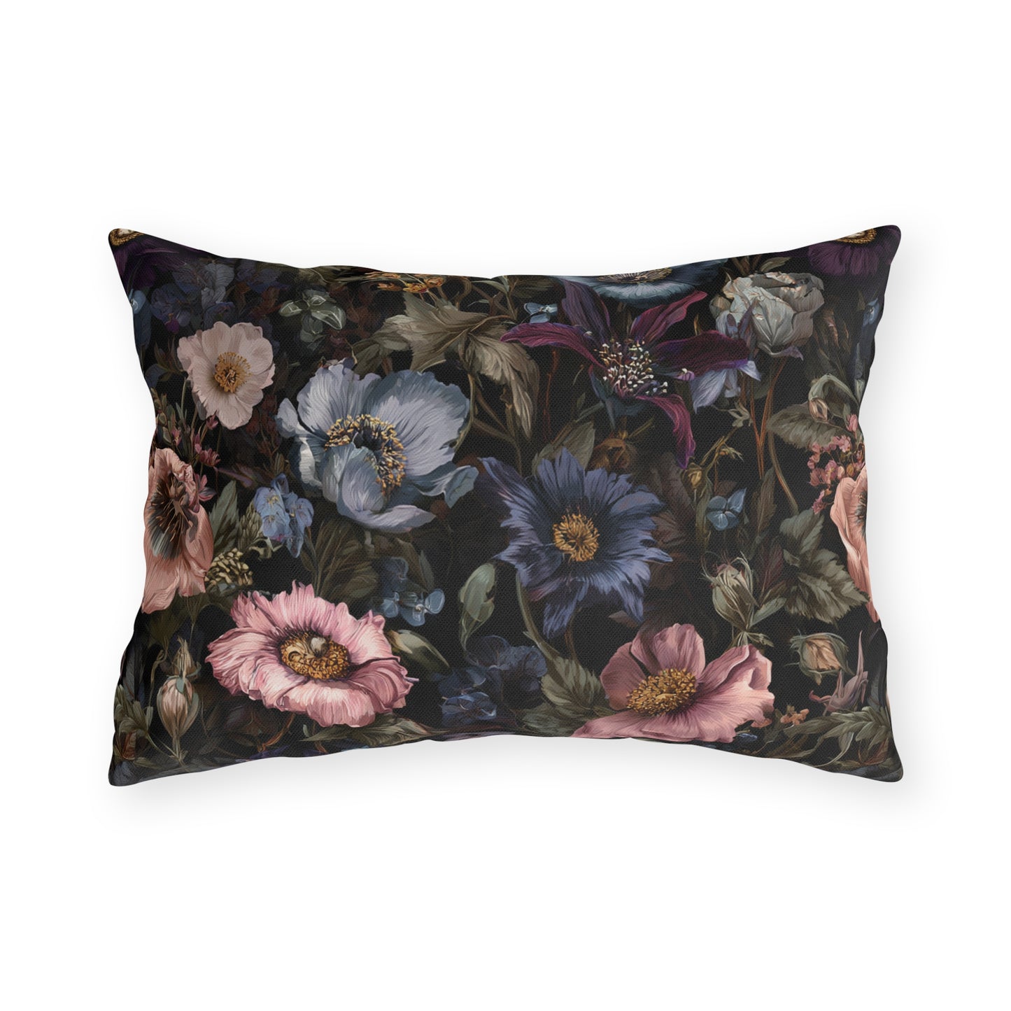 Outdoor Pillow Dark Wildflower Botanical | Grandmillennial Moody Garden Decor