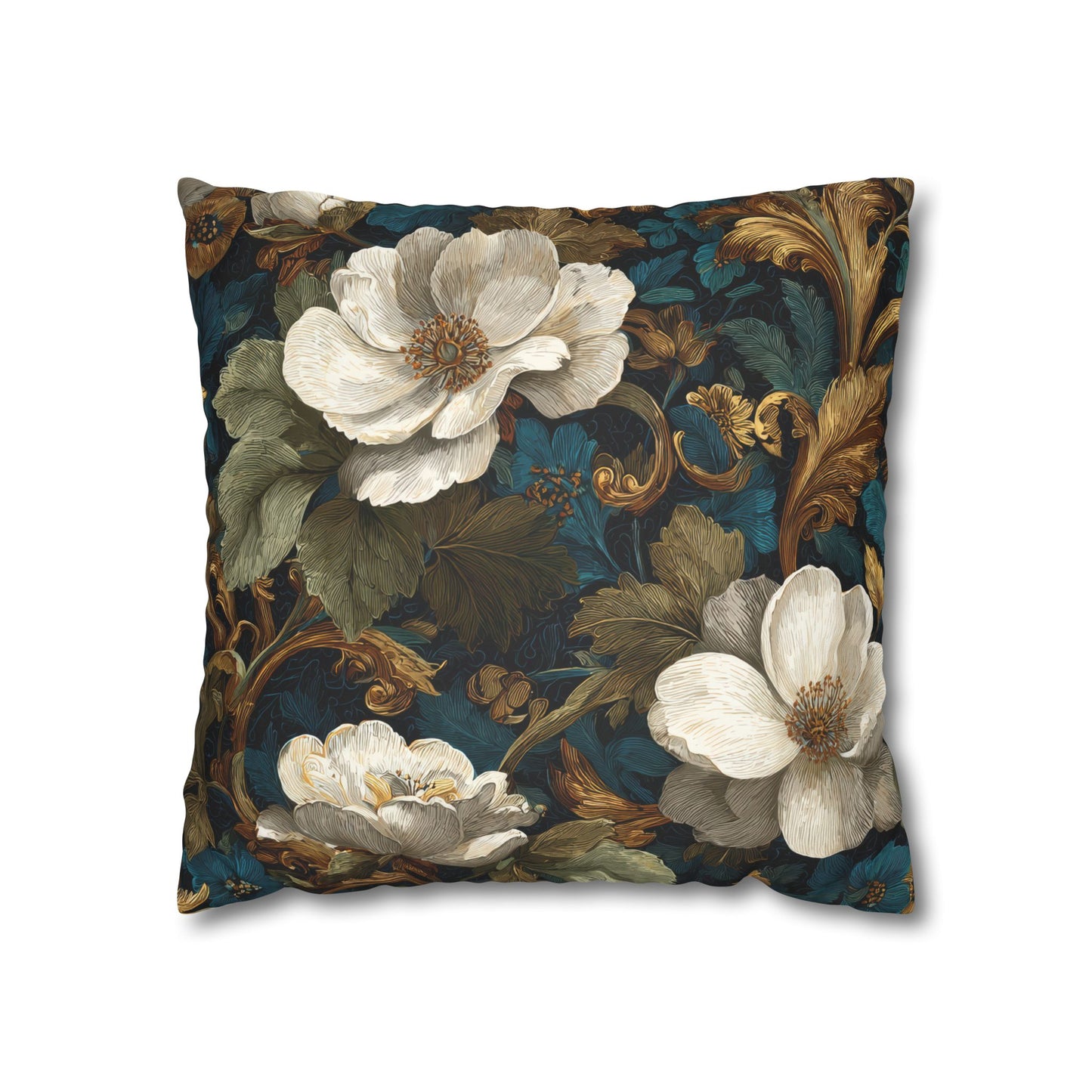 Dramatic Magnolia Faux Suede Square Pillowcase