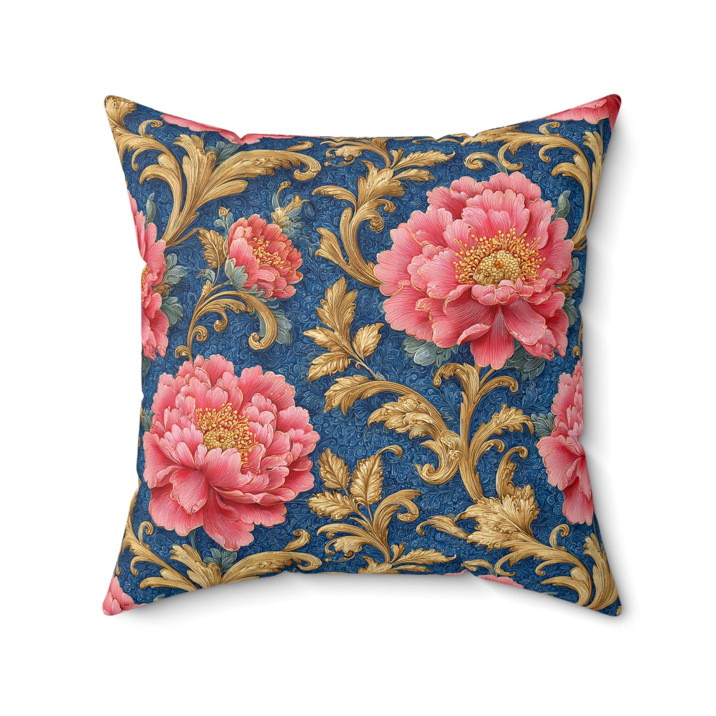 Luxury Baroque Throw Pillow  Garden Coral Peony Floral