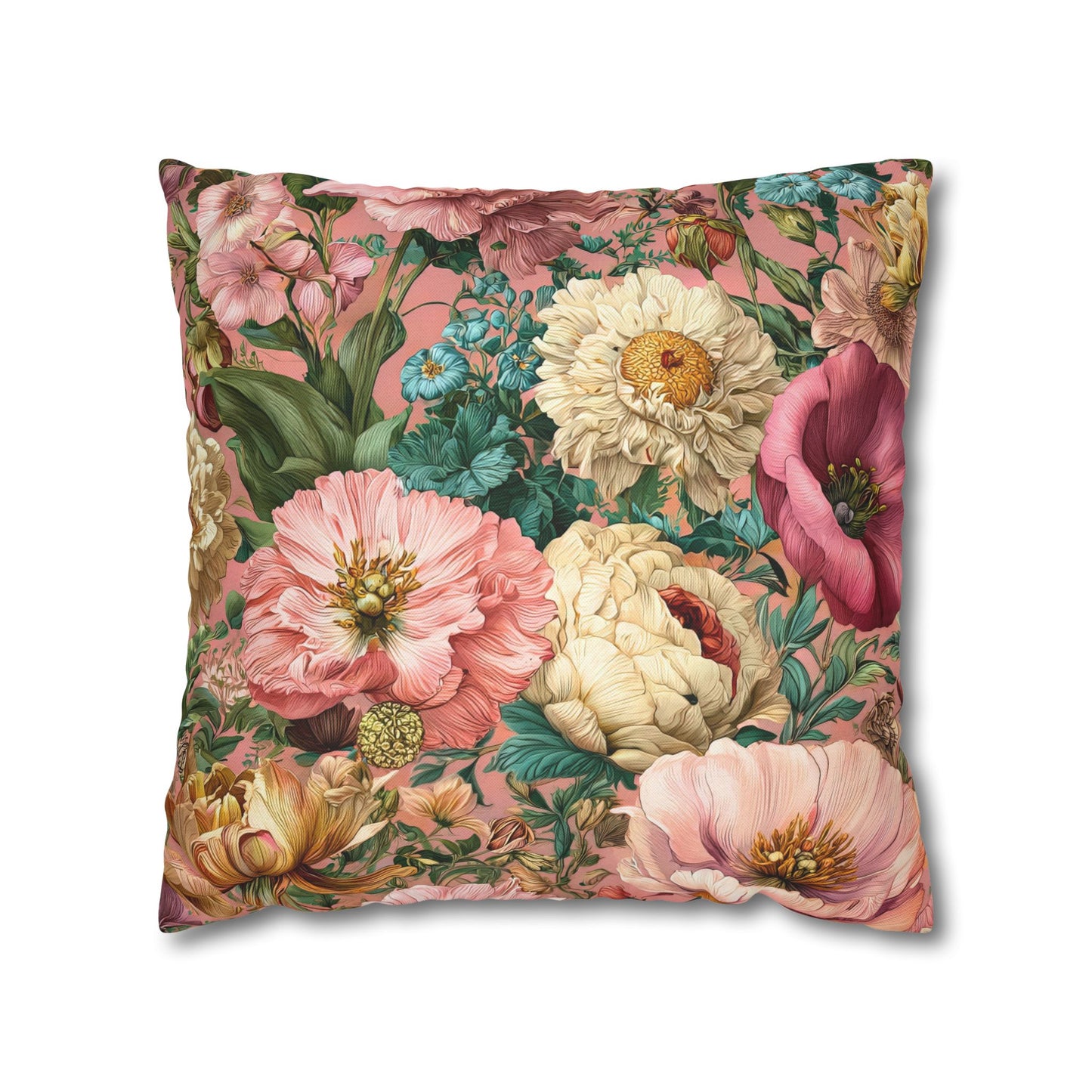 Cushion Cover Pink Wildflower Italian Style Maximalist Home Decor
