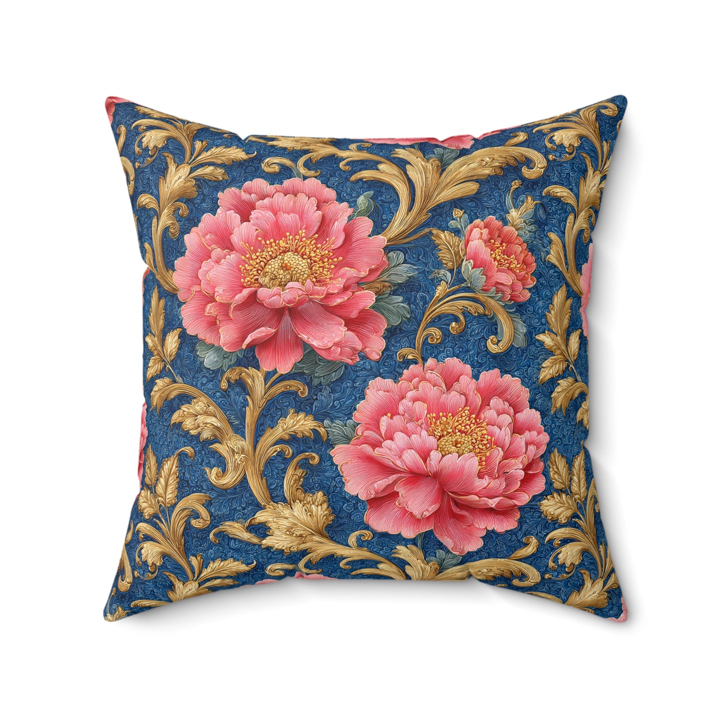 Luxury Baroque Throw Pillow  Garden Coral Peony Floral