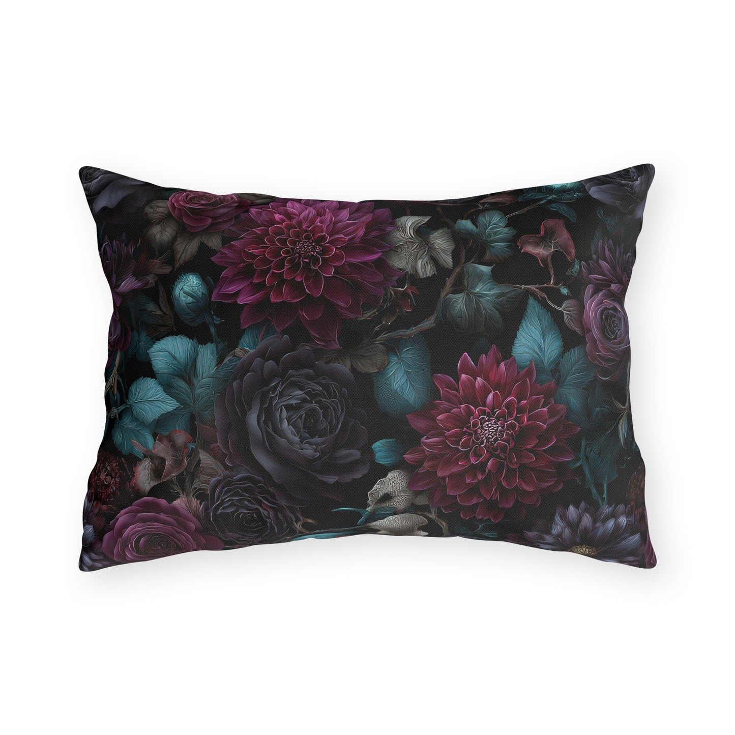 Outdoor pillow Dark Gothic Floral Garden | Whimsigoth Patio Cushion | Dark Academia Home Decor