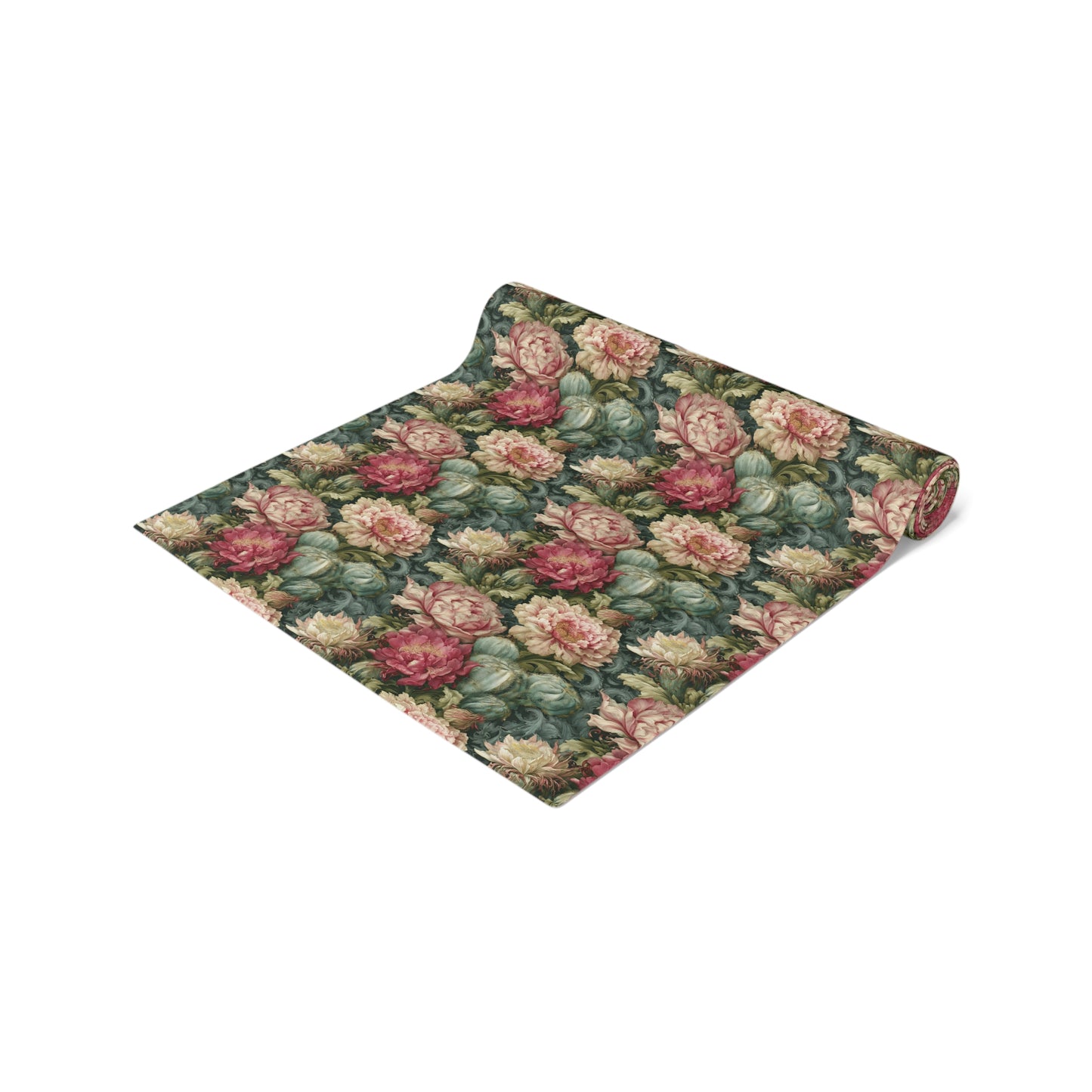 Rococo Cactus Bloom Table Runner | Dark Teal Floral | Mediterraluxe Cactus Collection
