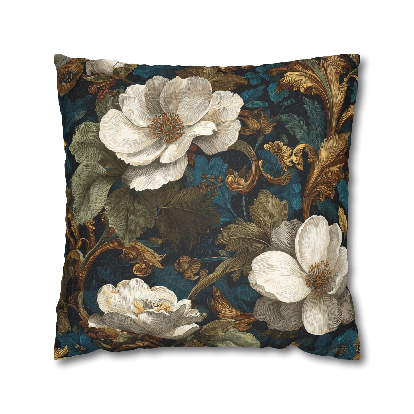 Dramatic Magnolia Faux Suede Square Pillowcase