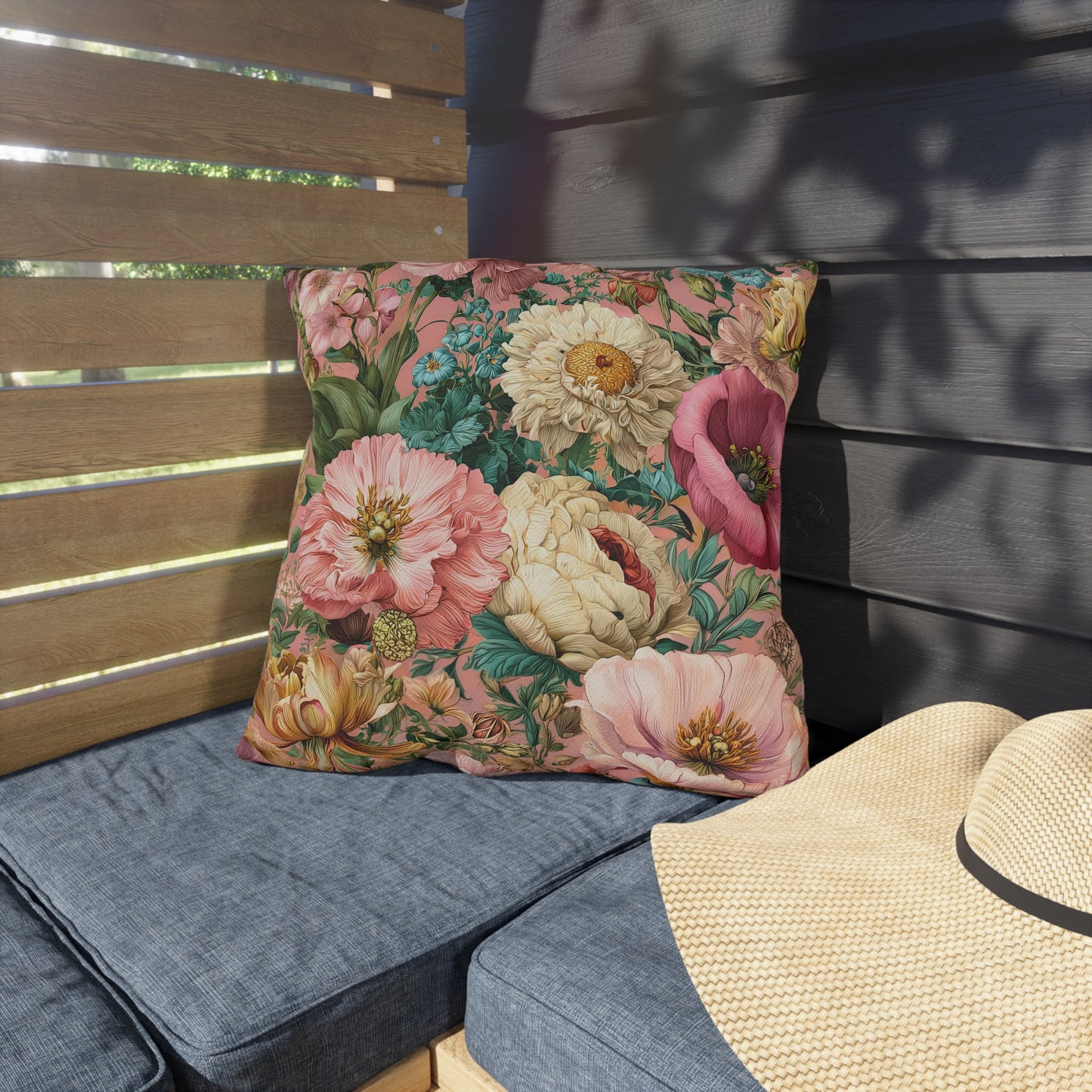Outdoor Pillow Pink Wildflower Outdoor Italian Style Patio Decor