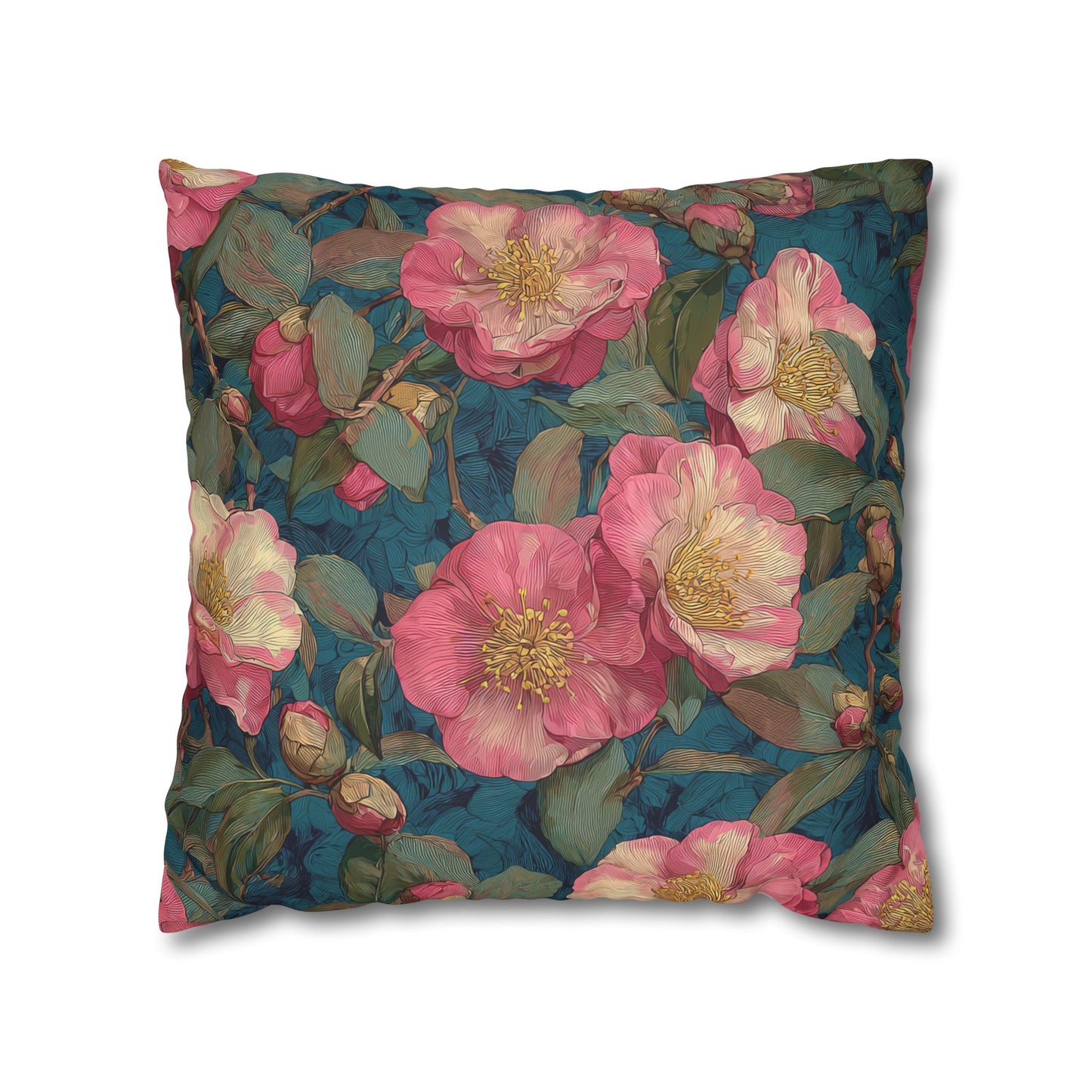 Cushion Cover Floral Camellia Pink Vintage Garden Sofa Accent