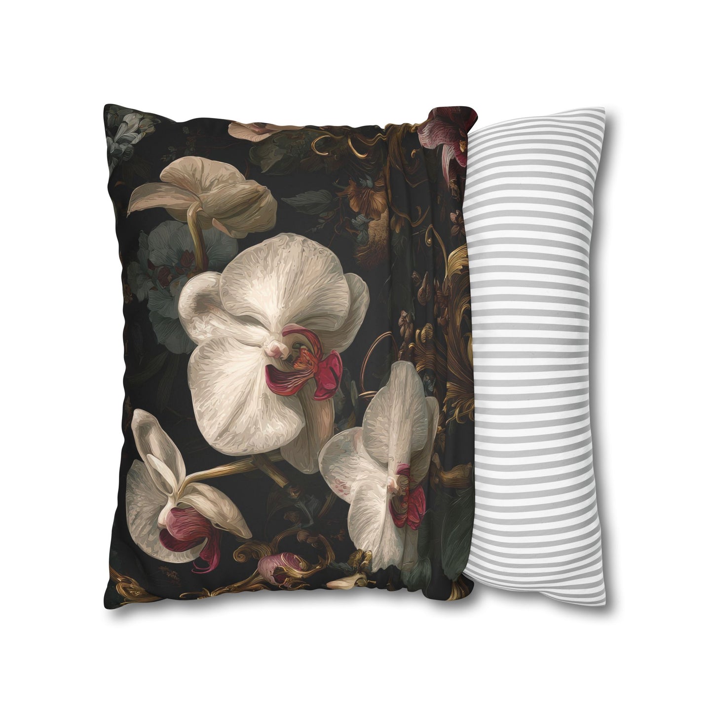 Cushion Cover Orchid Noir Dark Botanical Square Throw Pillow case