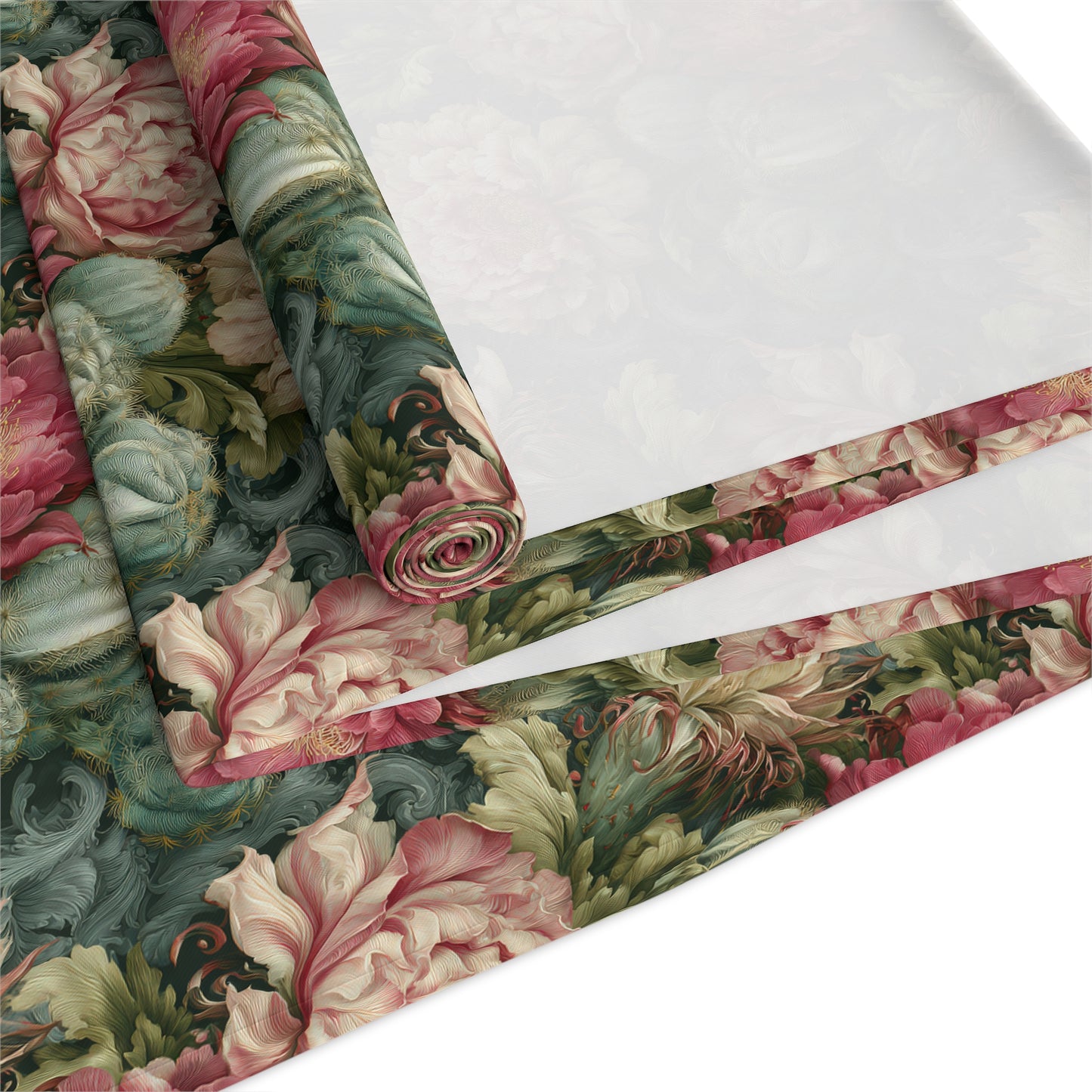 Rococo Cactus Bloom Table Runner | Dark Teal Floral | Mediterraluxe Cactus Collection