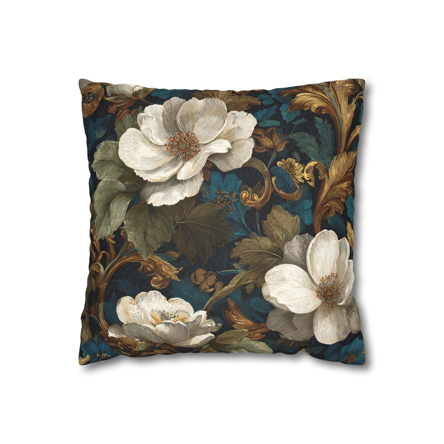 Dramatic Magnolia Faux Suede Square Pillowcase