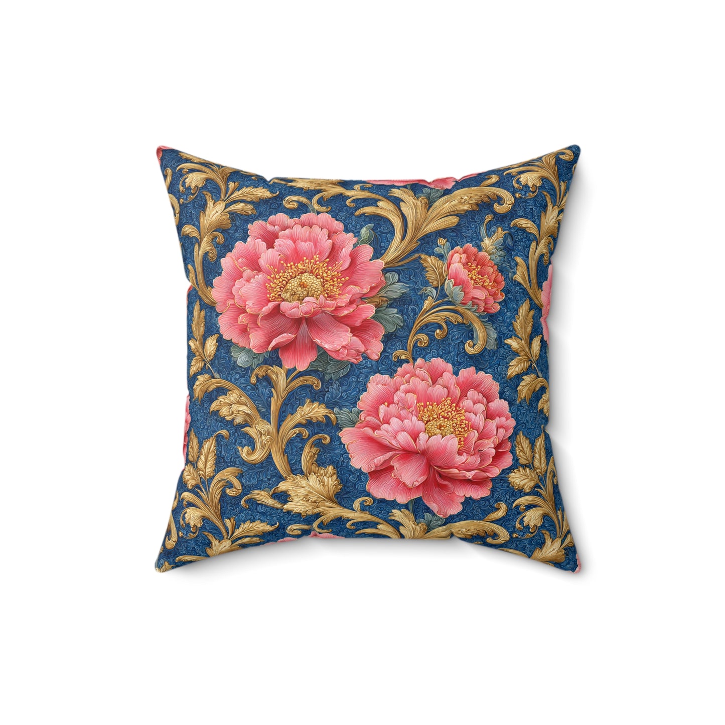 Luxury Baroque Throw Pillow  Garden Coral Peony Floral