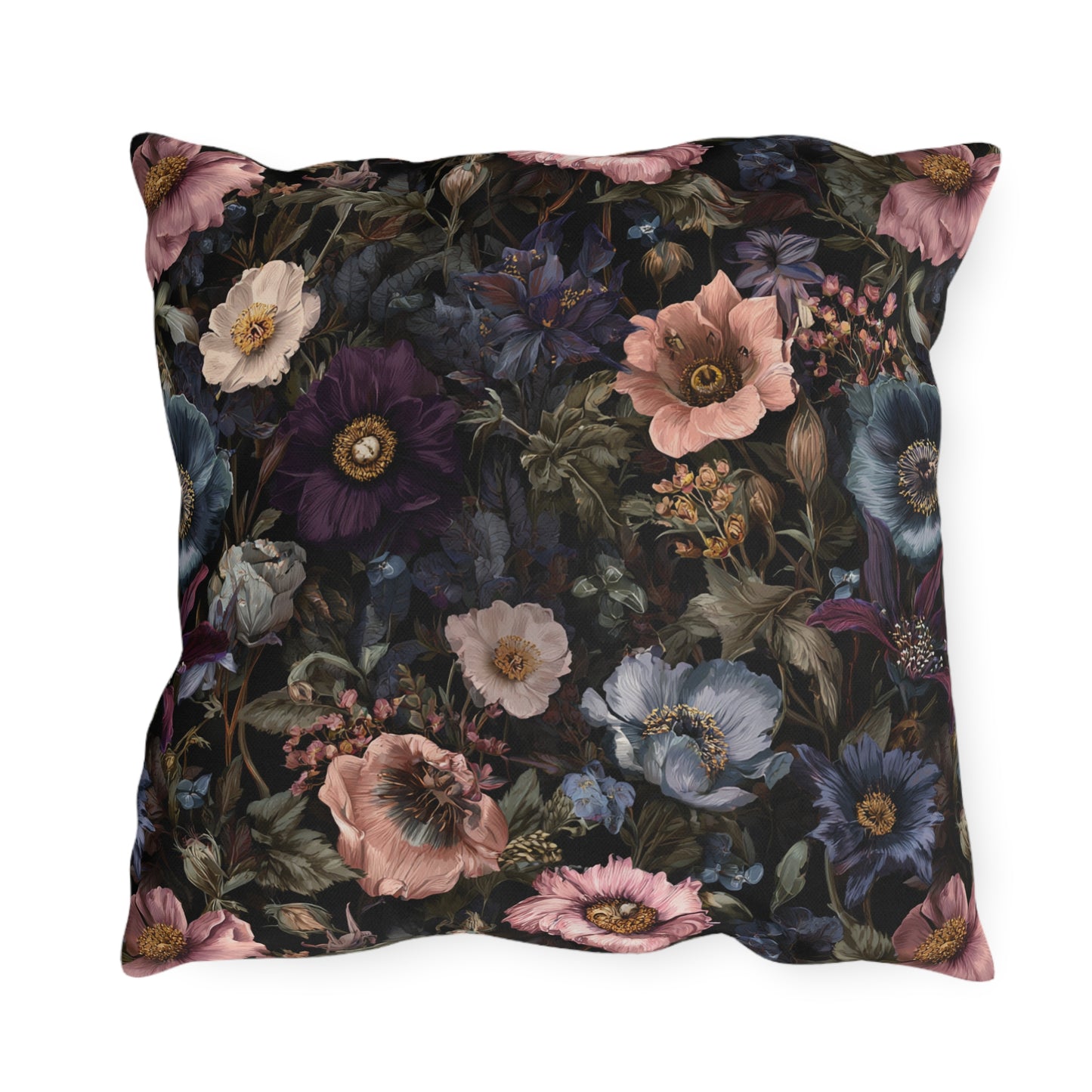 Outdoor Pillow Dark Wildflower Botanical | Grandmillennial Moody Garden Decor