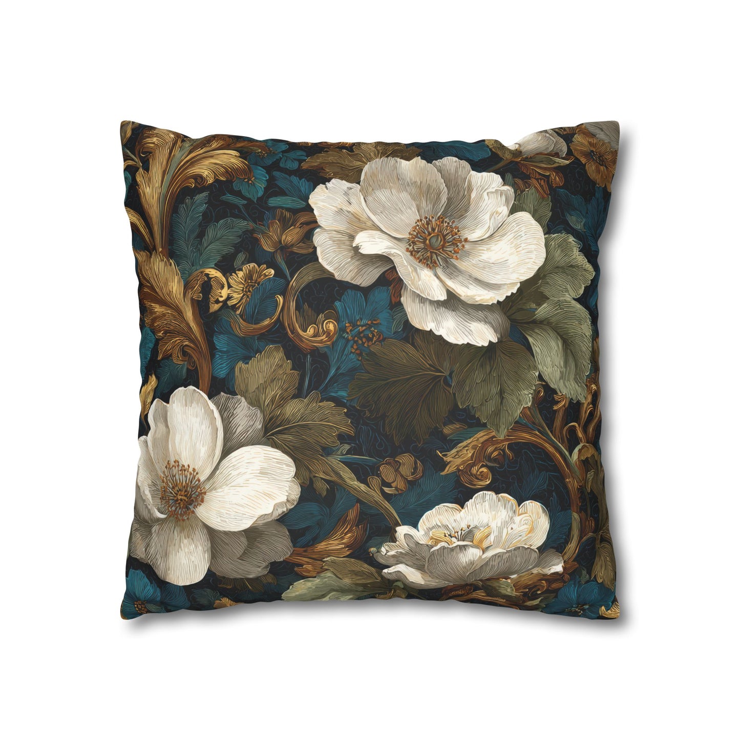 Dramatic Magnolia Faux Suede Square Pillowcase