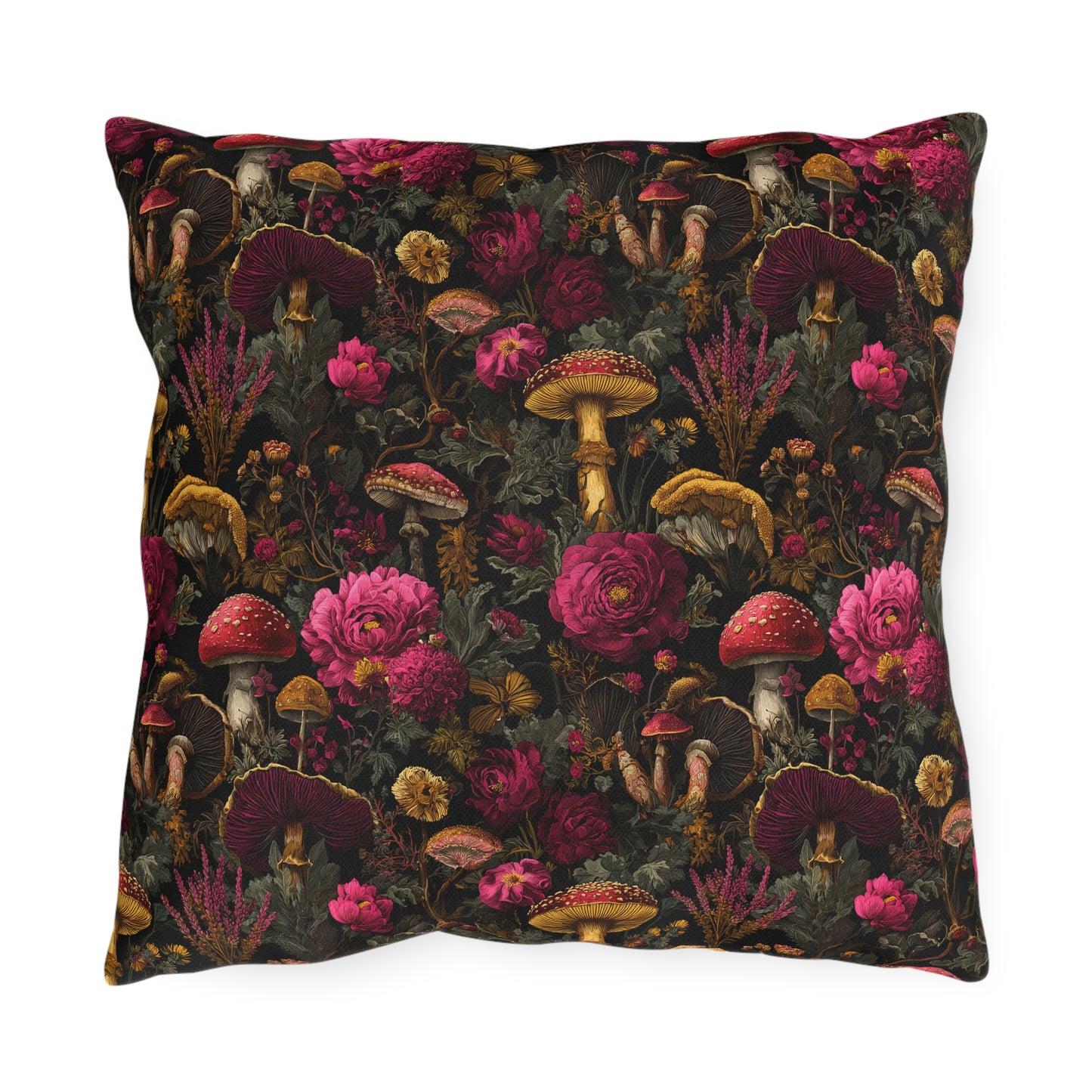 Outdoor Pillow Gothic Mushroom Botanical | Water Resistant Patio Cushion | Whimsigoth Garden