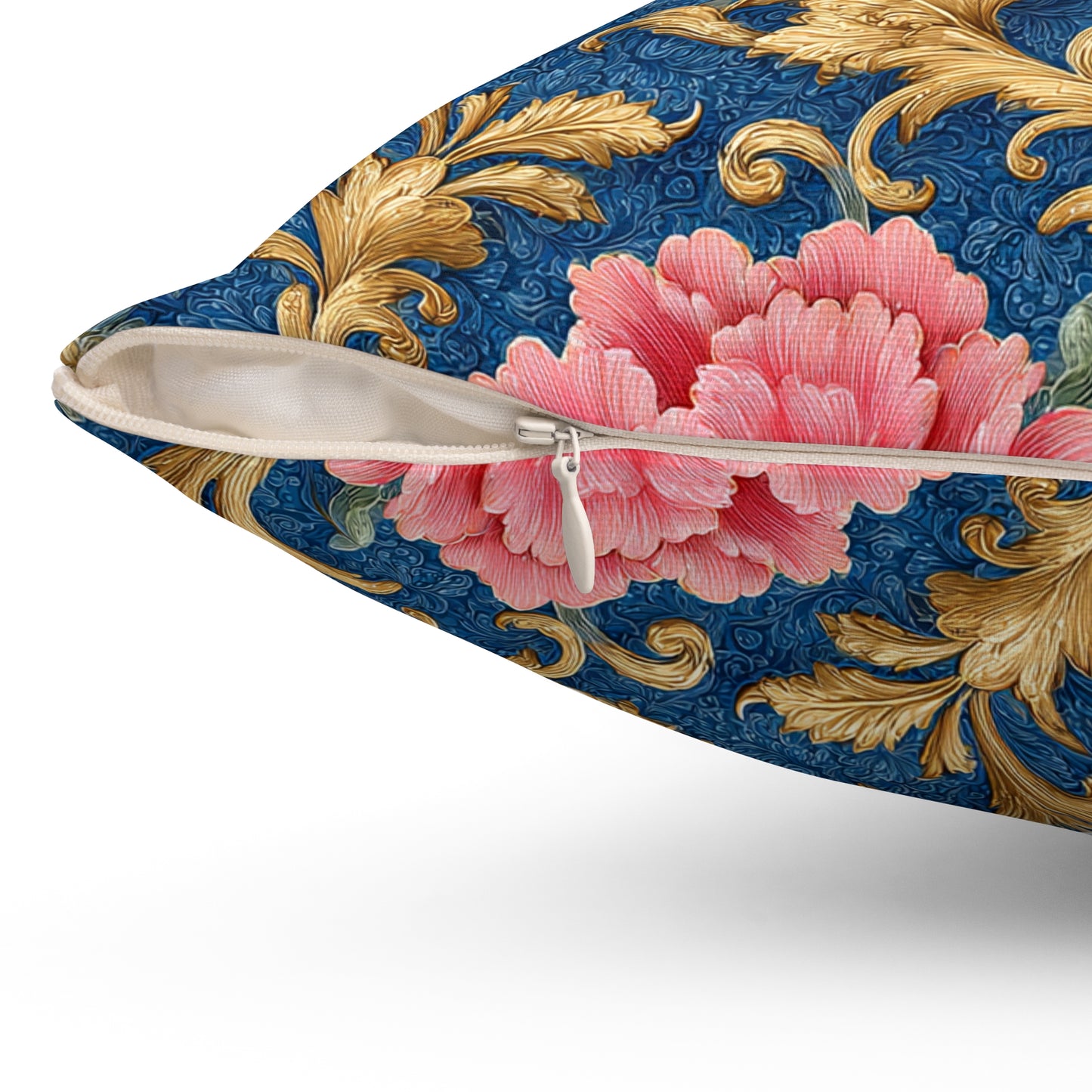 Luxury Baroque Throw Pillow  Garden Coral Peony Floral