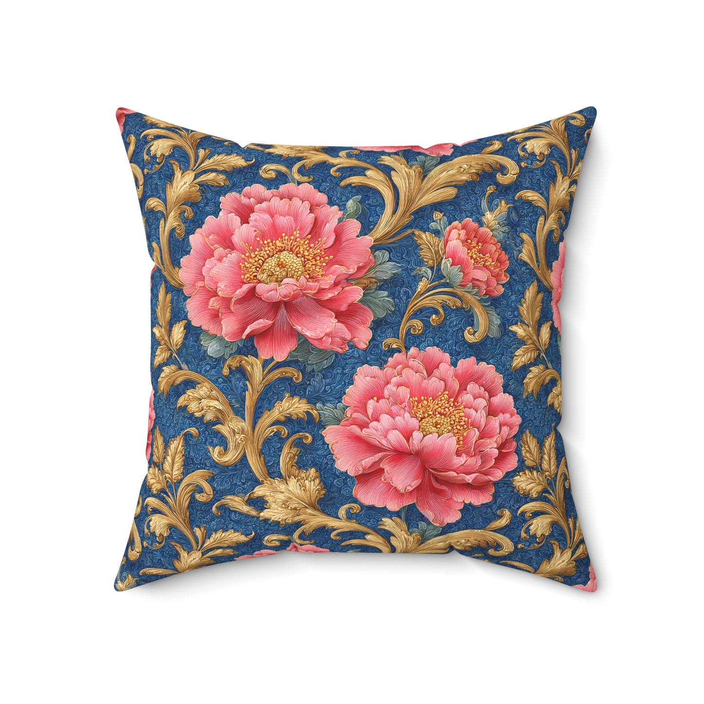 Luxury Baroque Throw Pillow  Garden Coral Peony Floral