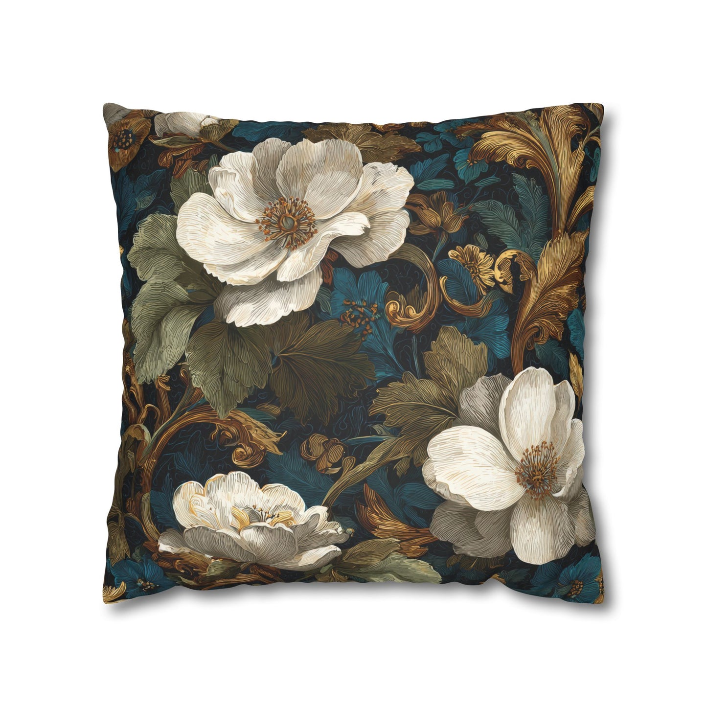 Dramatic Magnolia Faux Suede Square Pillowcase