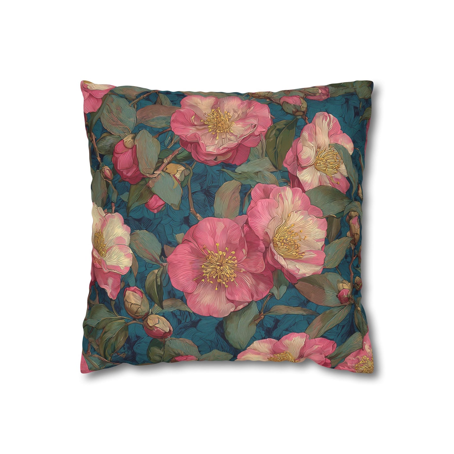 Cushion Cover Floral Camellia Pink Vintage Garden Sofa Accent