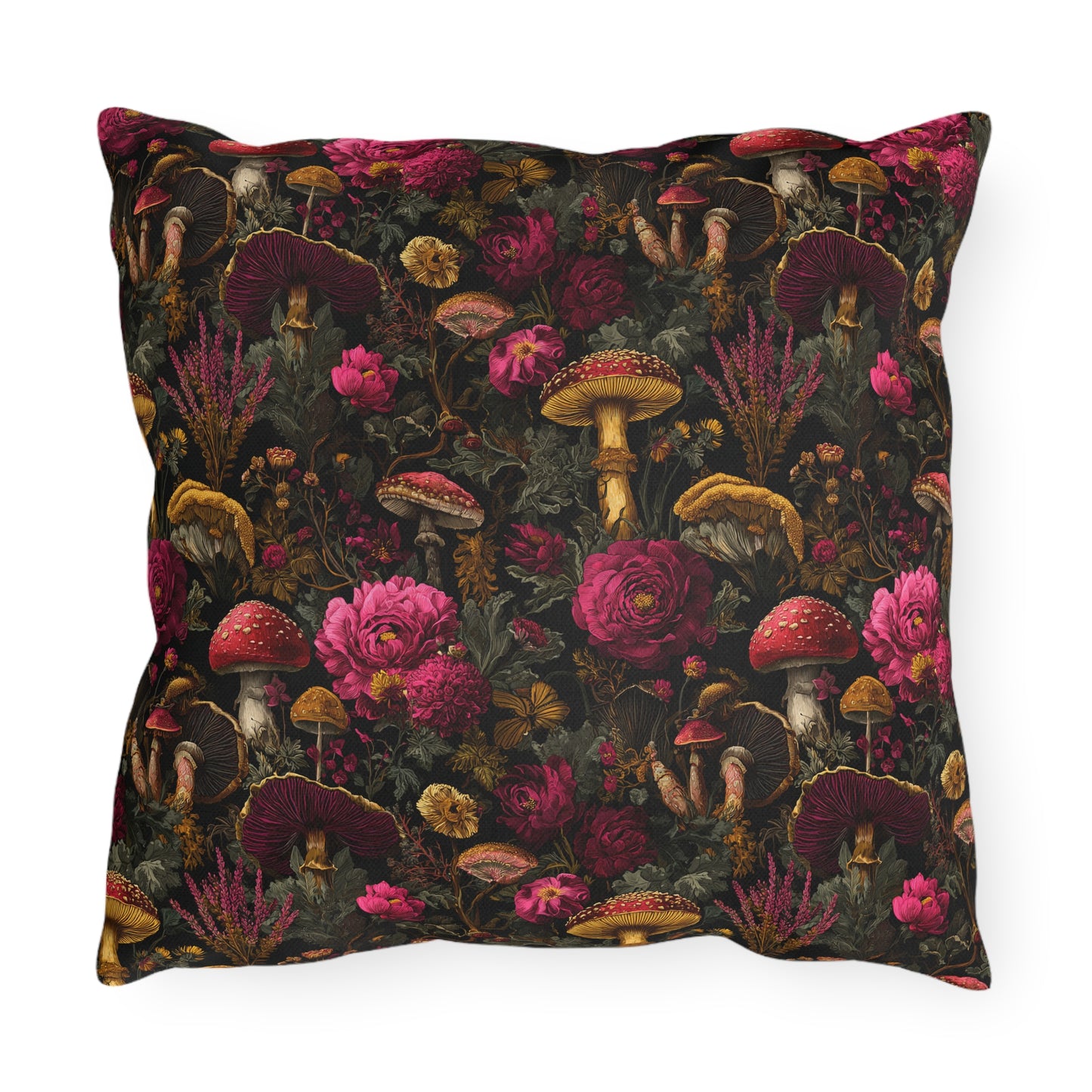 Outdoor Pillow Gothic Mushroom Botanical | Water Resistant Patio Cushion | Whimsigoth Garden