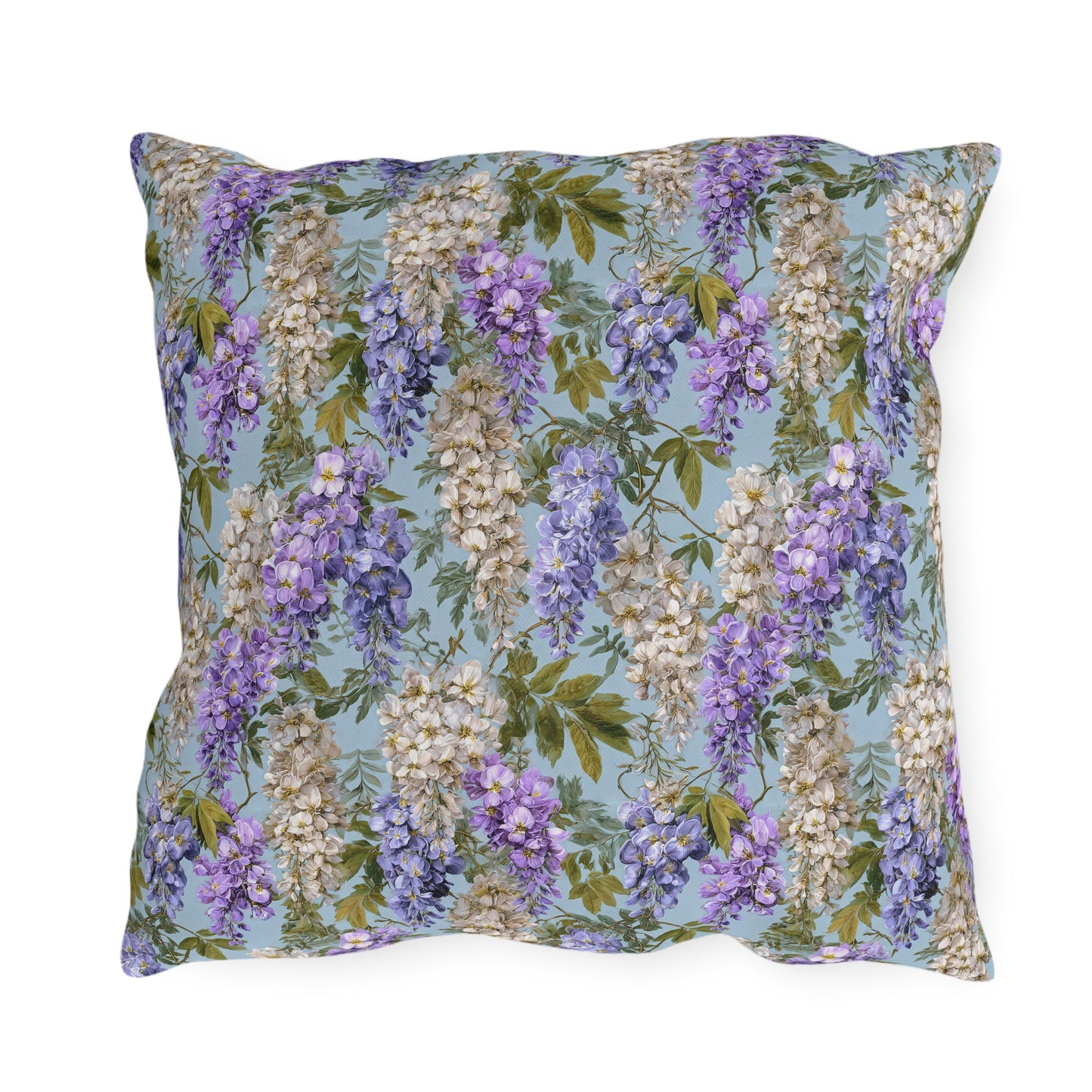 Wisteria Floral Print Outdoor Pillow with Insert| Purple Blue Hanging Flowers Lumbar