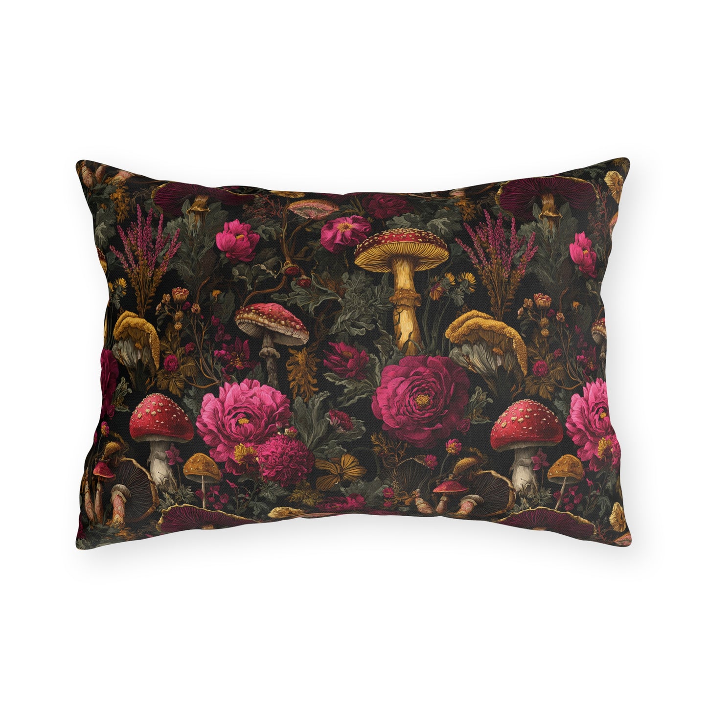 Outdoor Pillow Gothic Mushroom Botanical | Water Resistant Patio Cushion | Whimsigoth Garden