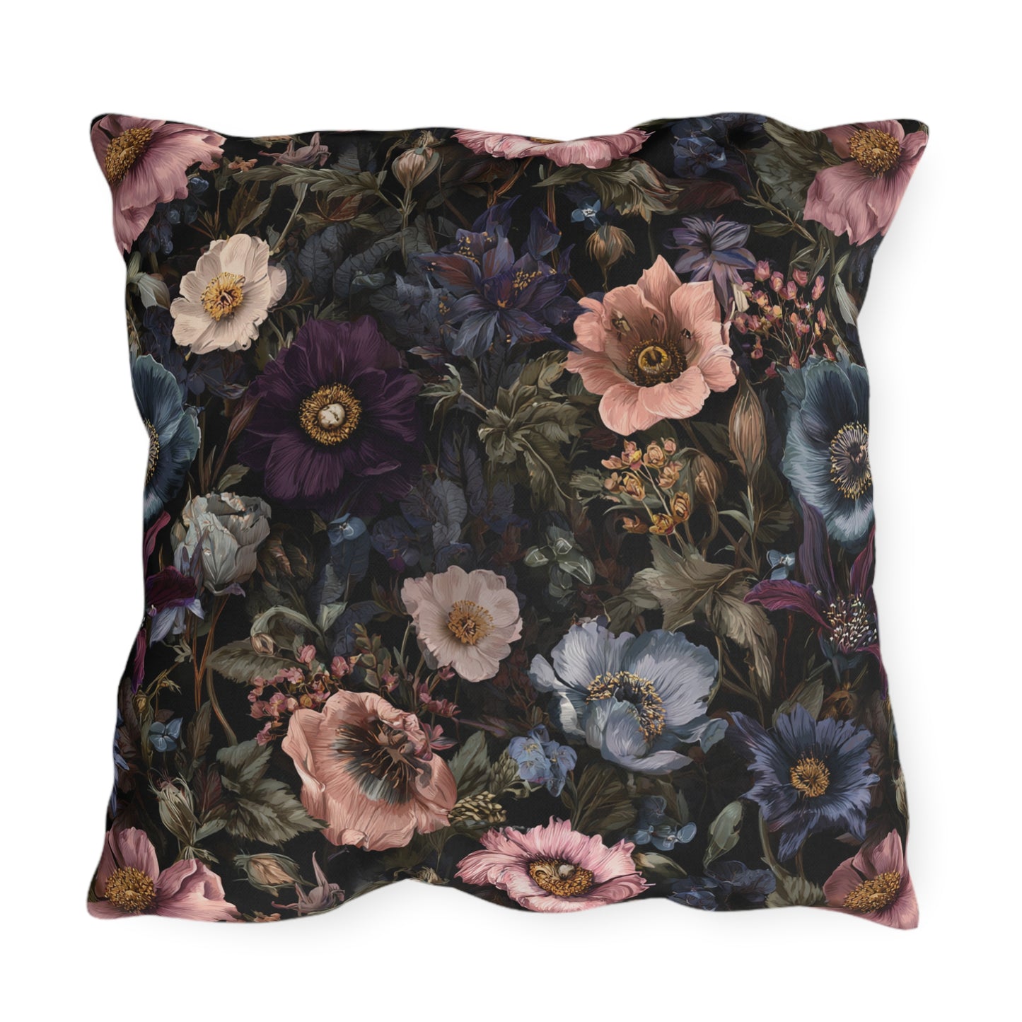 Outdoor Pillow Dark Wildflower Botanical | Grandmillennial Moody Garden Decor