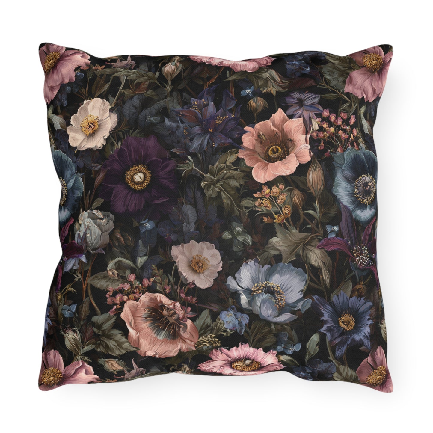 Outdoor Pillow Dark Wildflower Botanical | Grandmillennial Moody Garden Decor