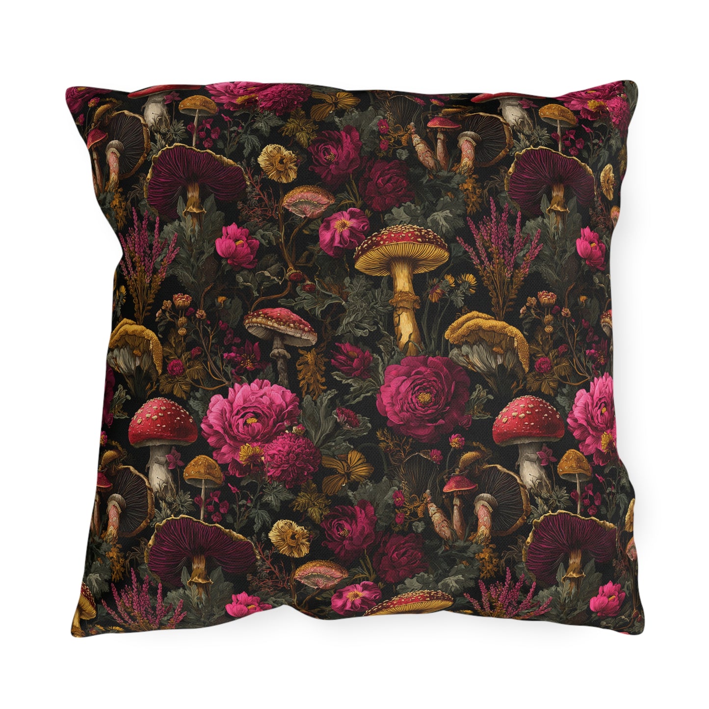 Outdoor Pillow Gothic Mushroom Botanical | Water Resistant Patio Cushion | Whimsigoth Garden