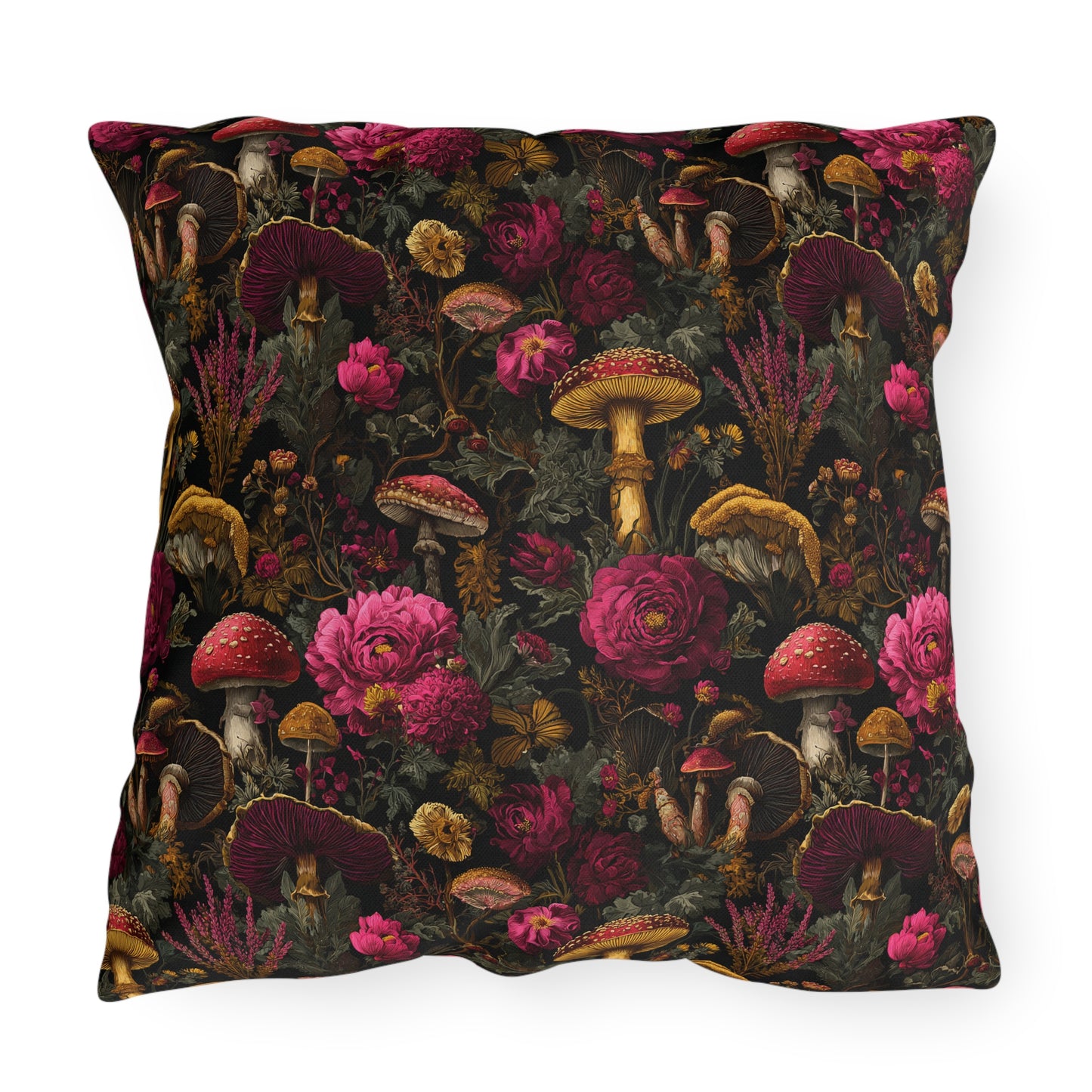 Outdoor Pillow Gothic Mushroom Botanical | Water Resistant Patio Cushion | Whimsigoth Garden