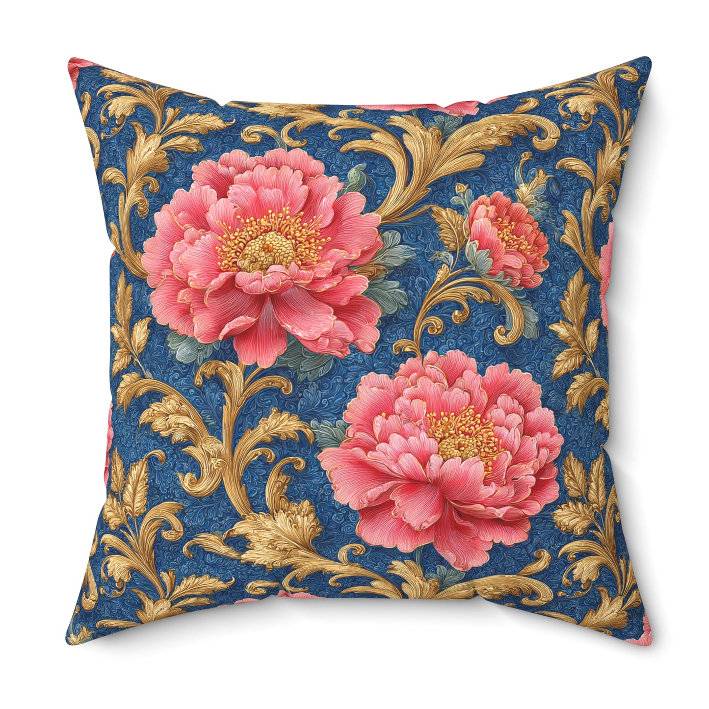 Luxury Baroque Throw Pillow  Garden Coral Peony Floral