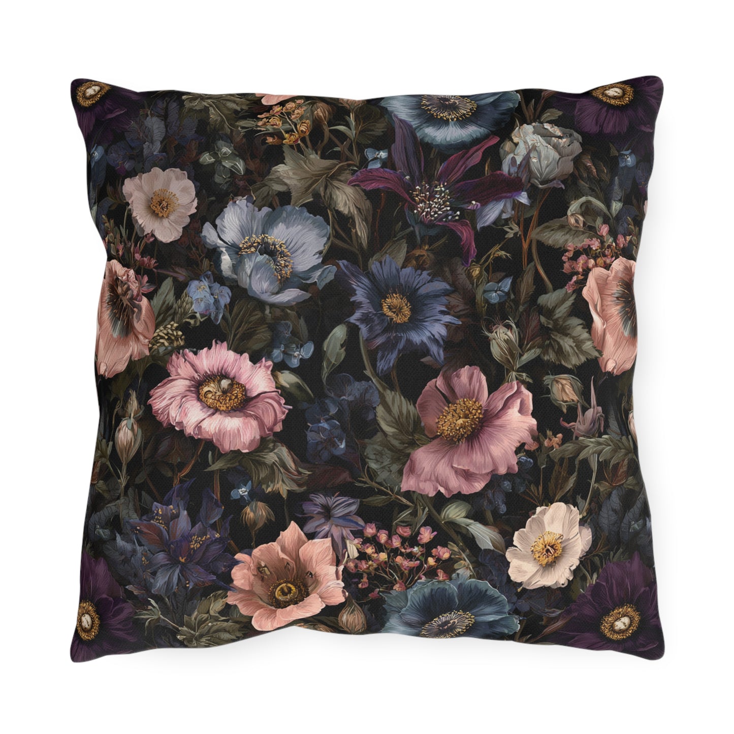 Outdoor Pillow Dark Wildflower Botanical | Grandmillennial Moody Garden Decor
