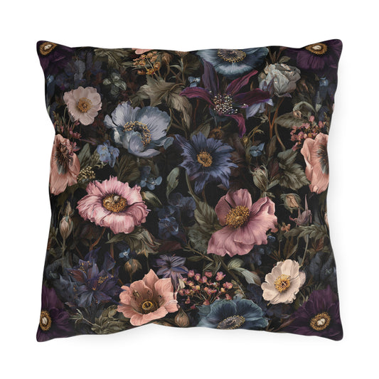 Outdoor Pillow Dark Wildflower Botanical | Grandmillennial Moody Garden Decor