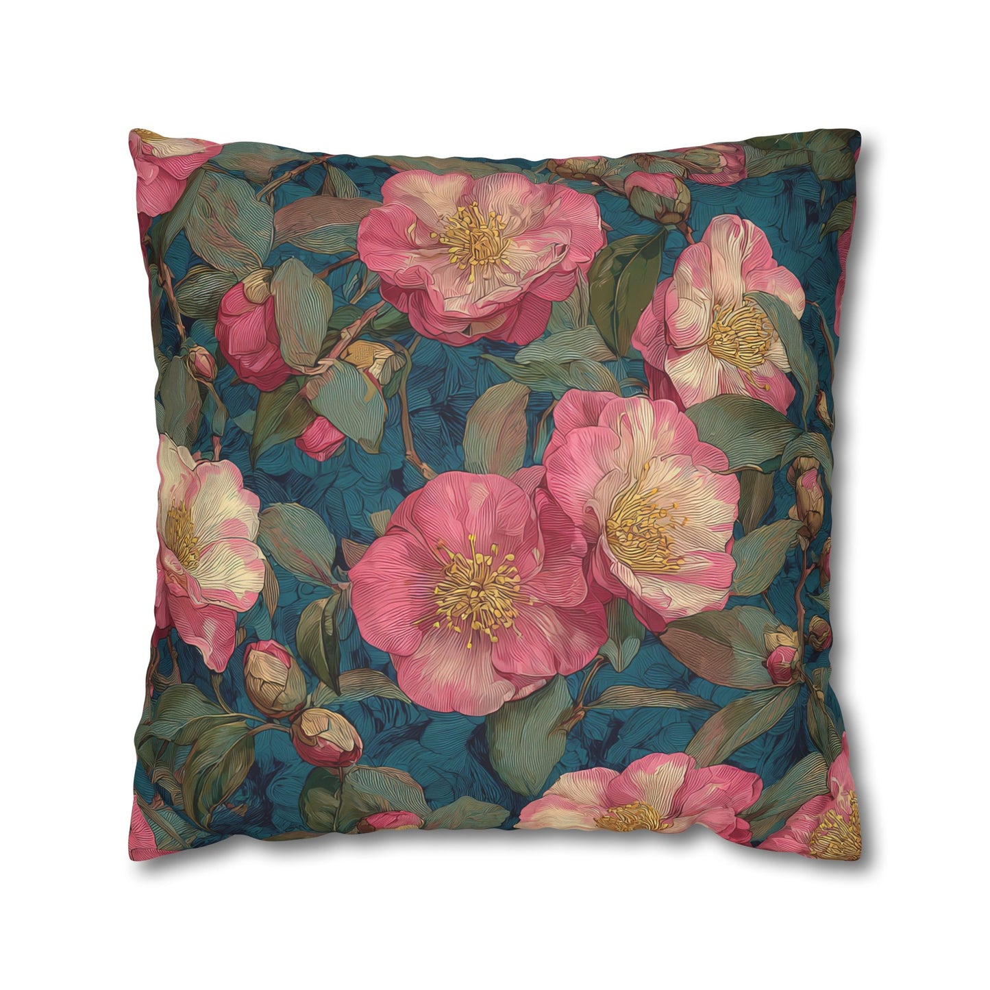 Cushion Cover Floral Camellia Pink Vintage Garden Sofa Accent