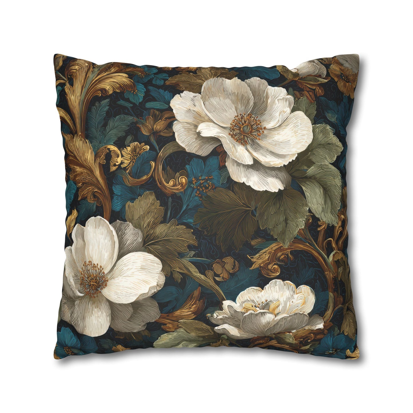 Dramatic Magnolia Faux Suede Square Pillowcase