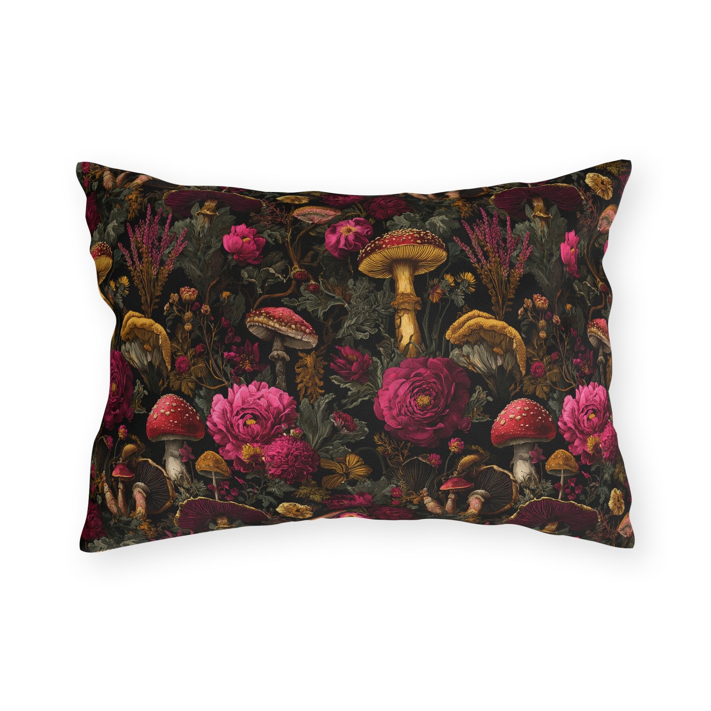 Outdoor Pillow Gothic Mushroom Botanical | Water Resistant Patio Cushion | Whimsigoth Garden