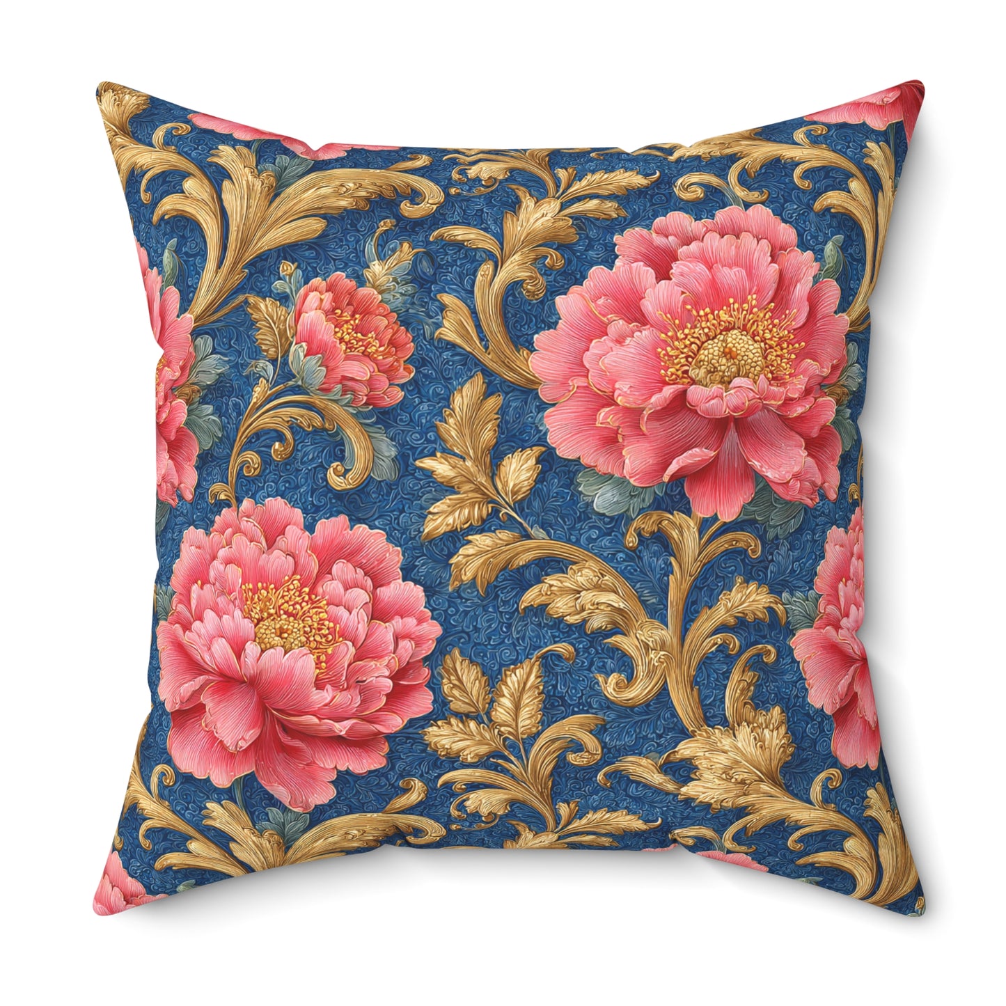 Luxury Baroque Throw Pillow  Garden Coral Peony Floral