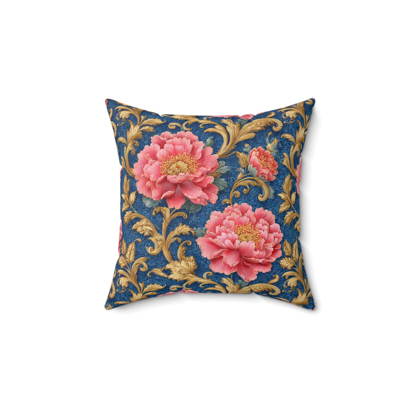 Luxury Baroque Throw Pillow  Garden Coral Peony Floral