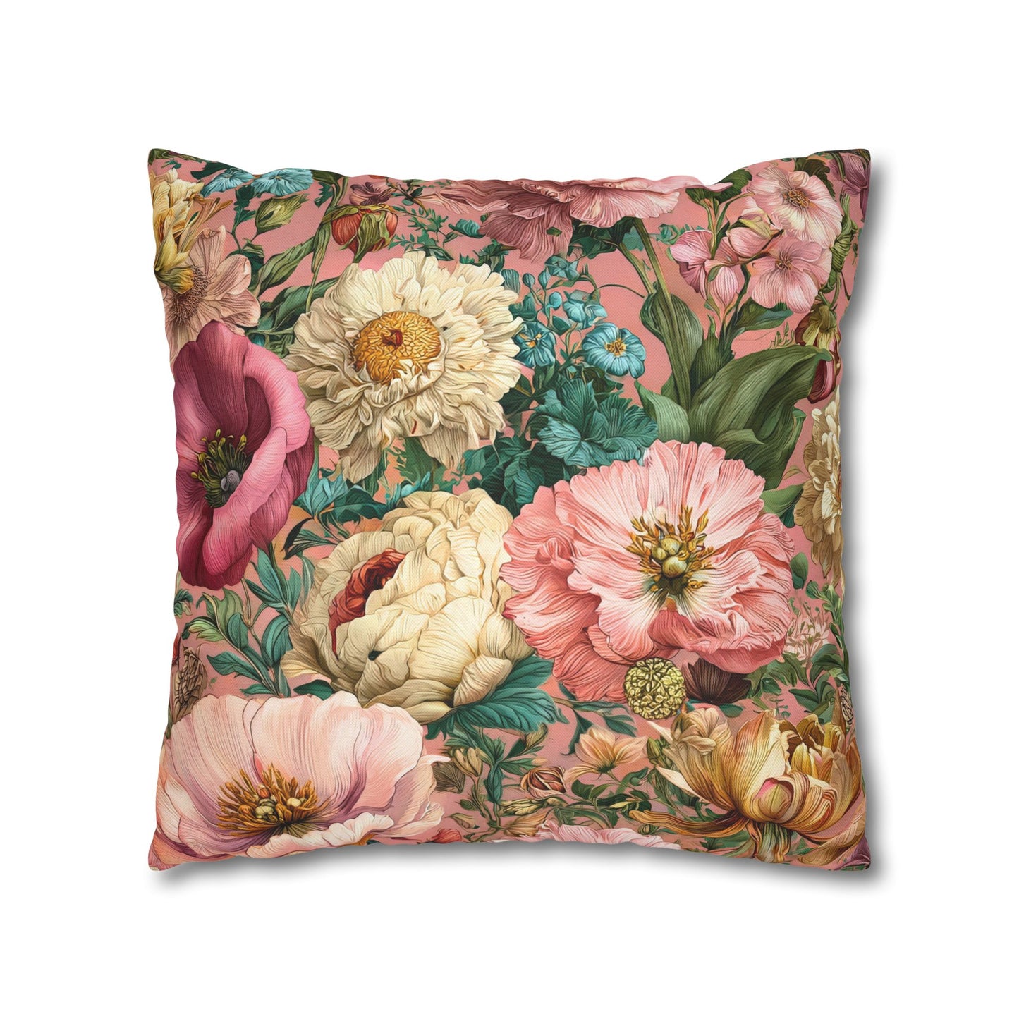 Cushion Cover Pink Wildflower Italian Style Maximalist Home Decor